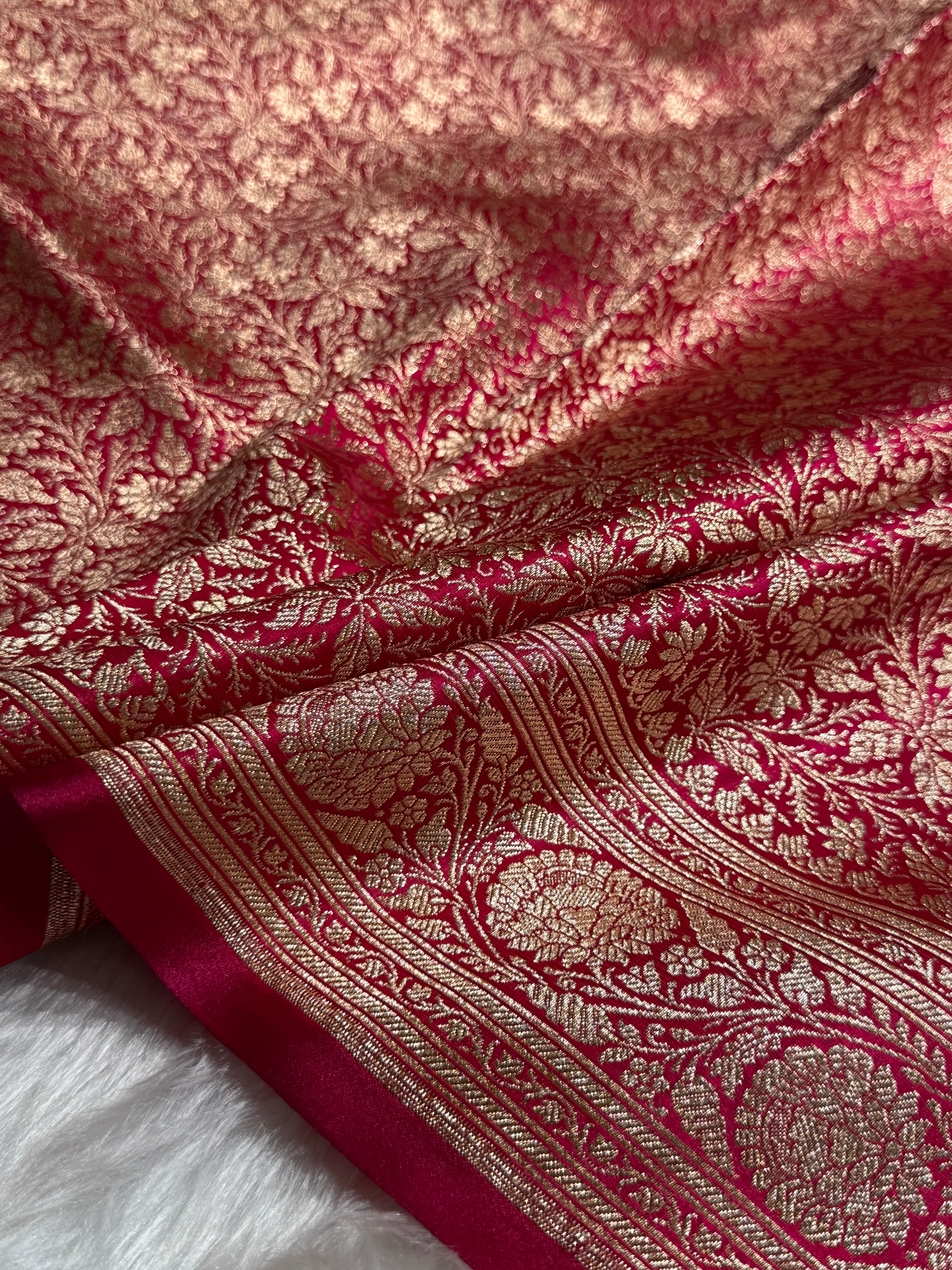 Rani Shades Brocket Satin Silk Saree Banarasi Saree Shades SS30