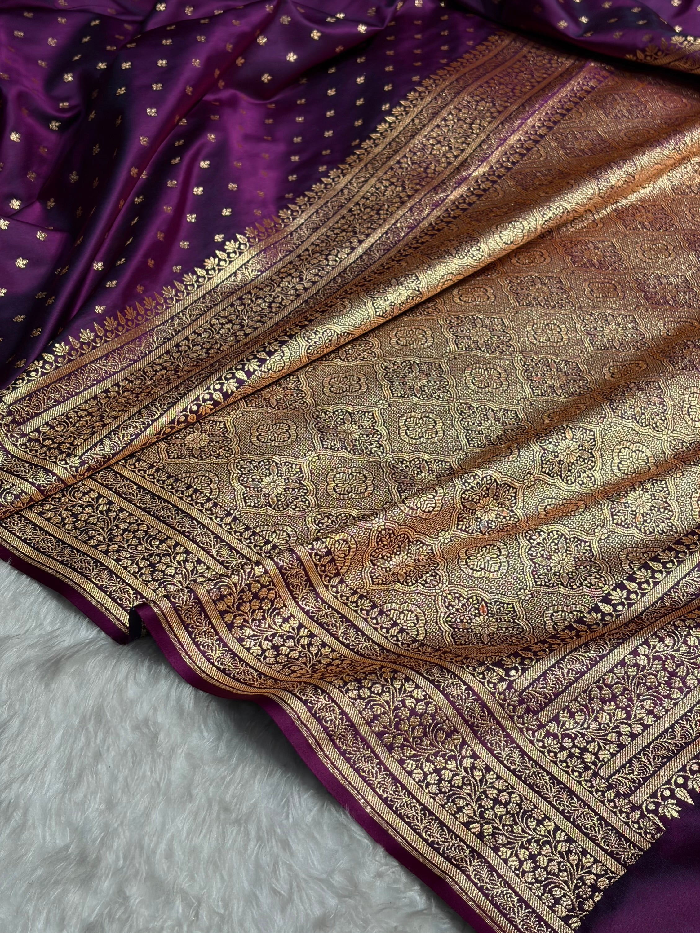 Banarasi Satin Katan Saree in Wine Shades SK88
