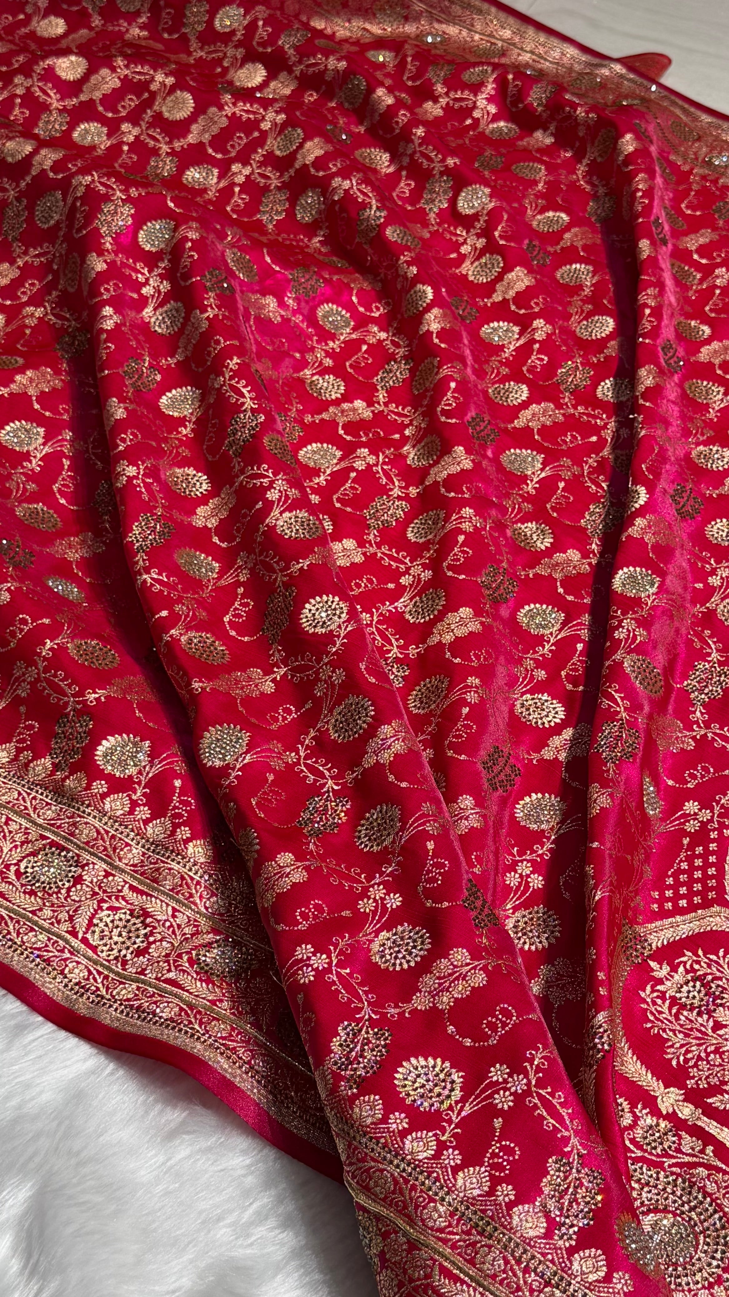 Rani Satin Silk Jaal with Swavroski Work BSS17