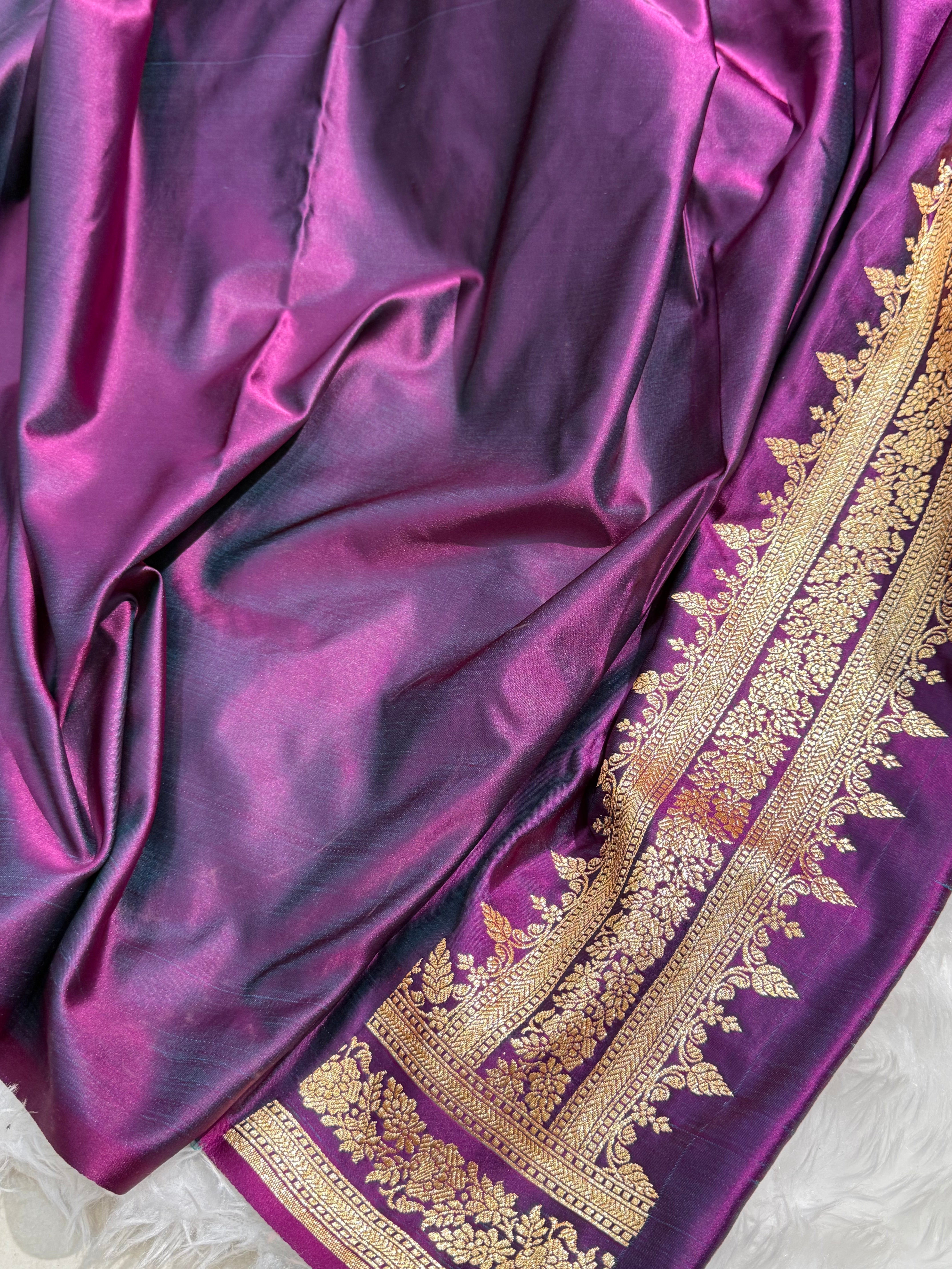 Premium Wine Banarasi Booti Katan Silk Saree