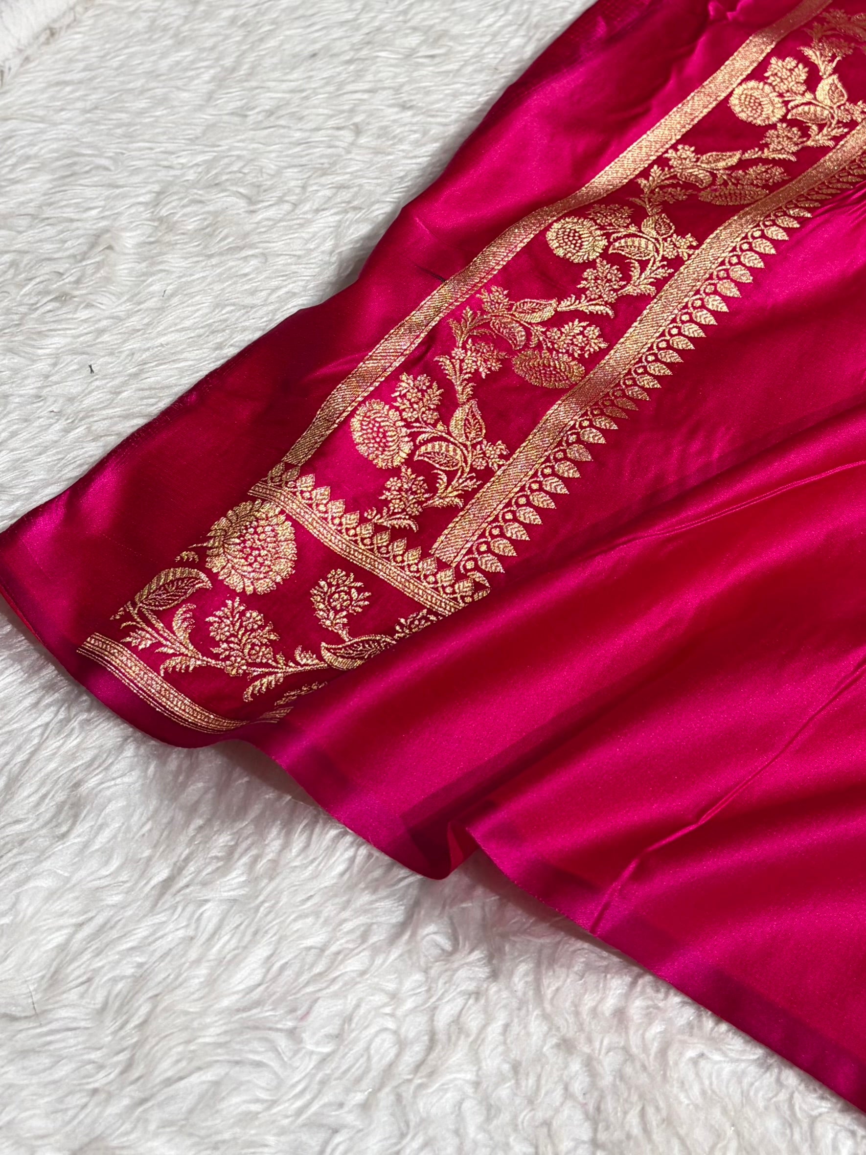 Banarasi Satin Katan Saree With Boota in Rani Shades SK107