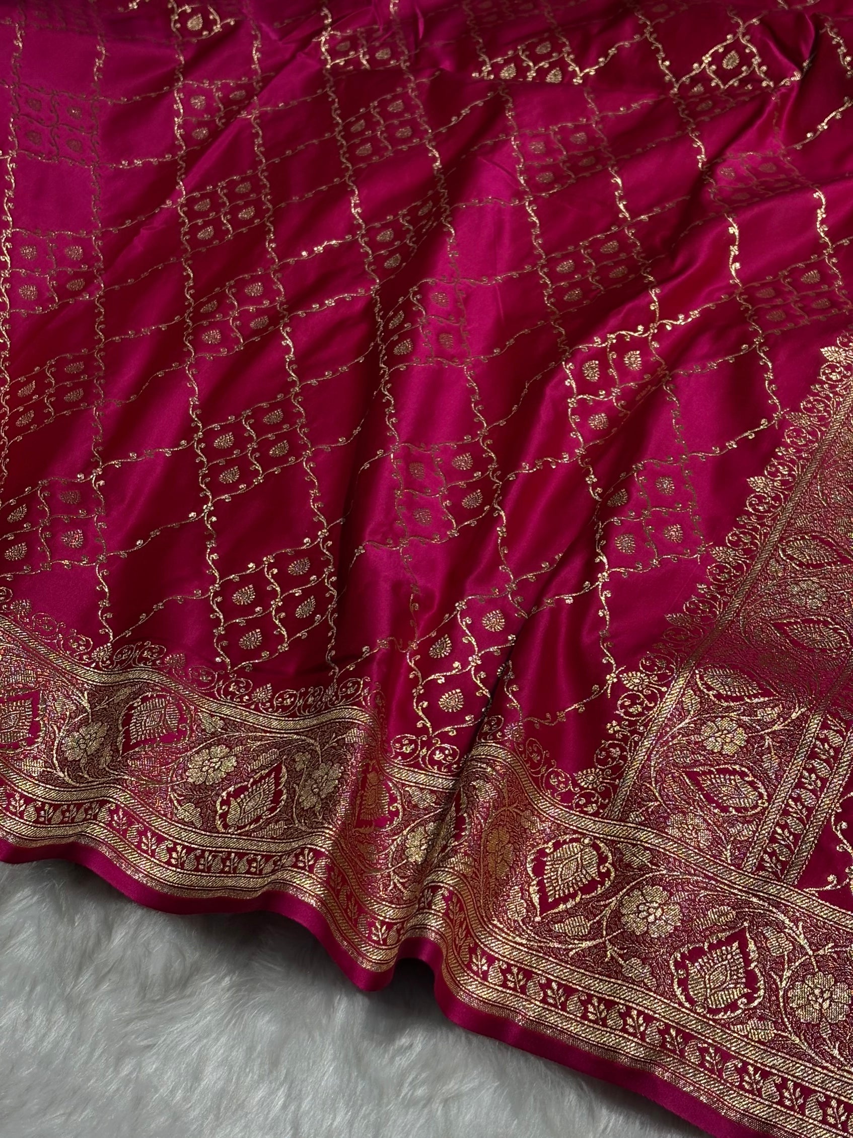 Rani Jaal Satin Katan Silk Saree SK21