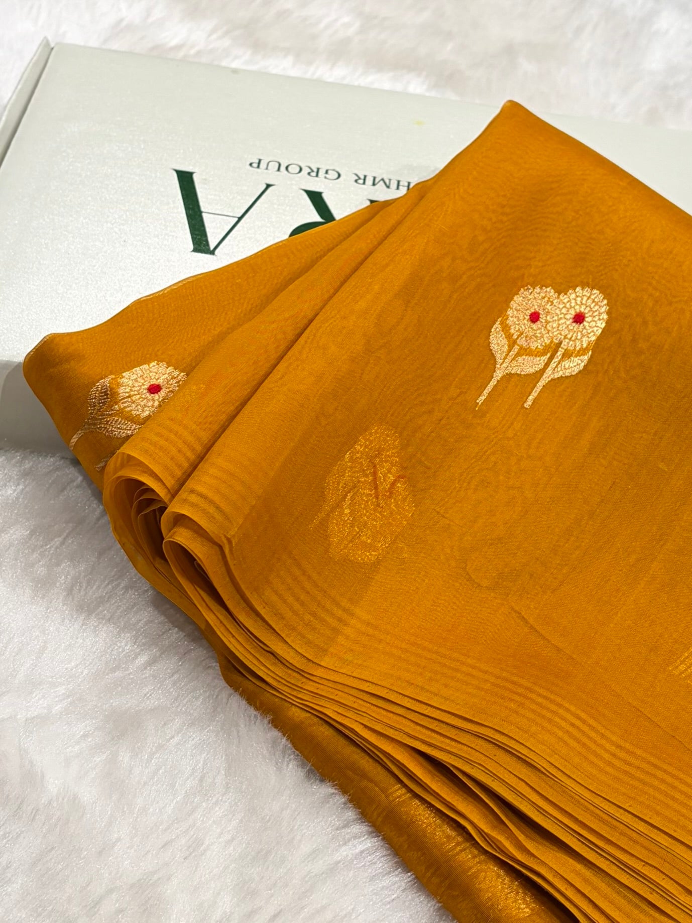 Pure Banarasi Organza Orange Shades With Minakari Floral Banarasi Silk Saree PO-26