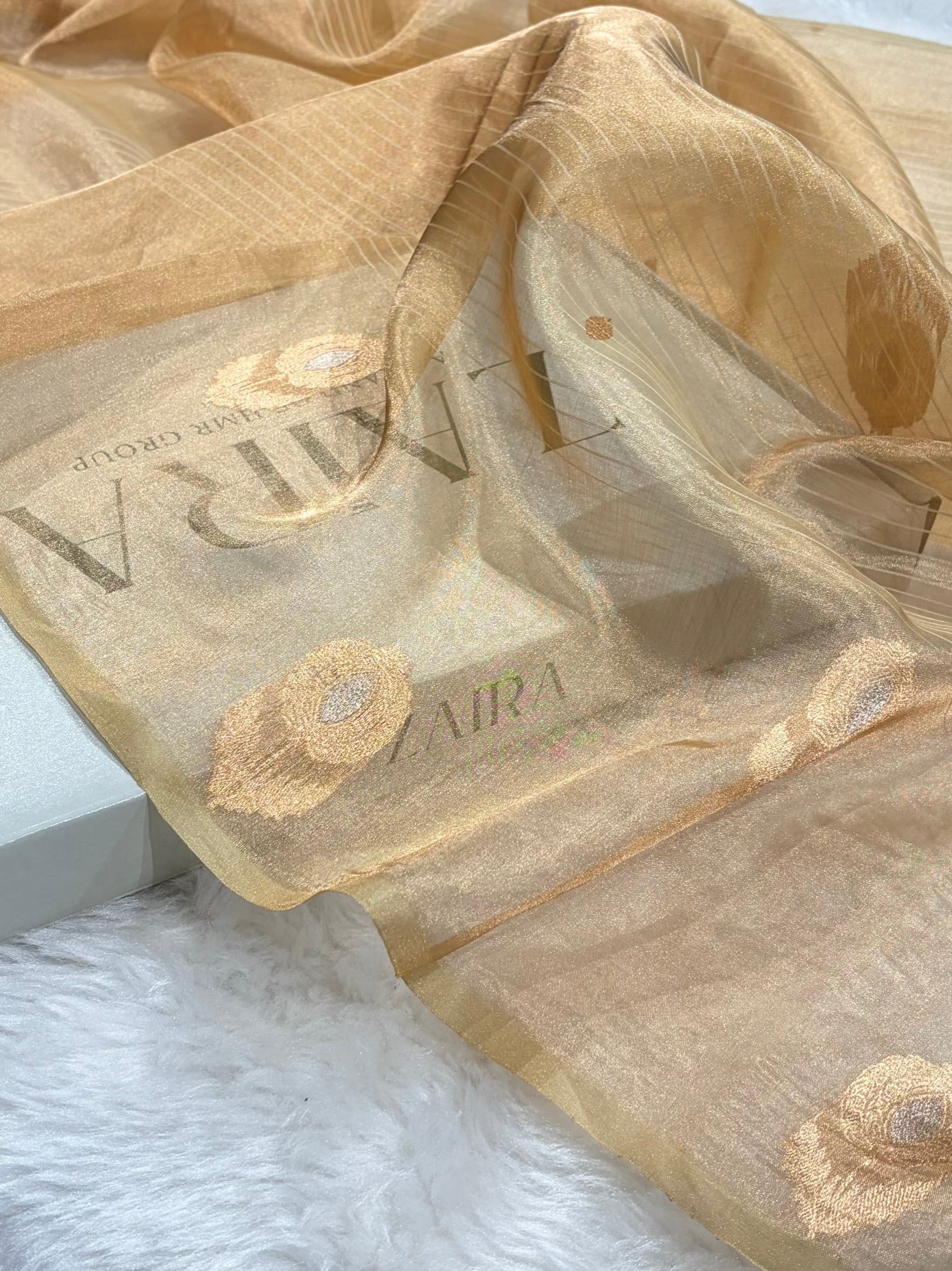 Tusser Bananasi Floral Shades Pure Tissue Silk Saree PT-54