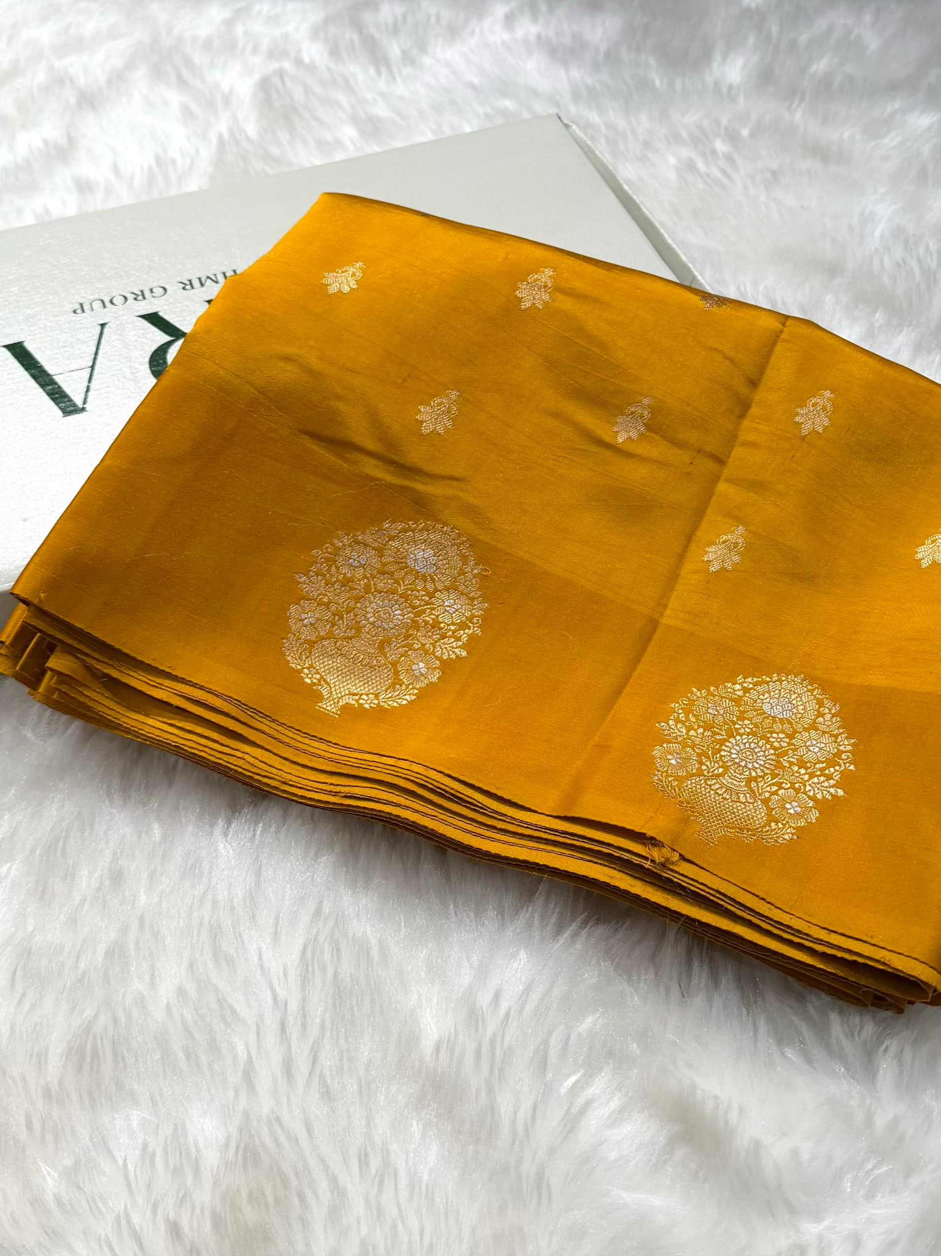 Mustard Shades Handwoven Pure Katan Paper Silk RM-70