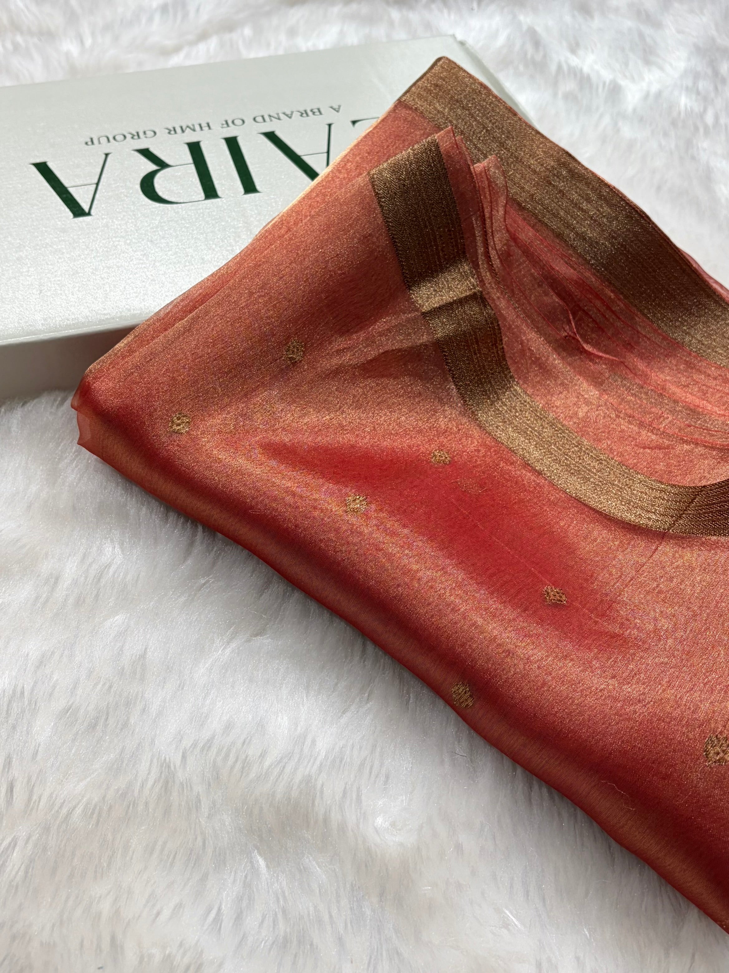 Peach Bananasi Floral Shades Pure Tissue Silk Saree PT-44