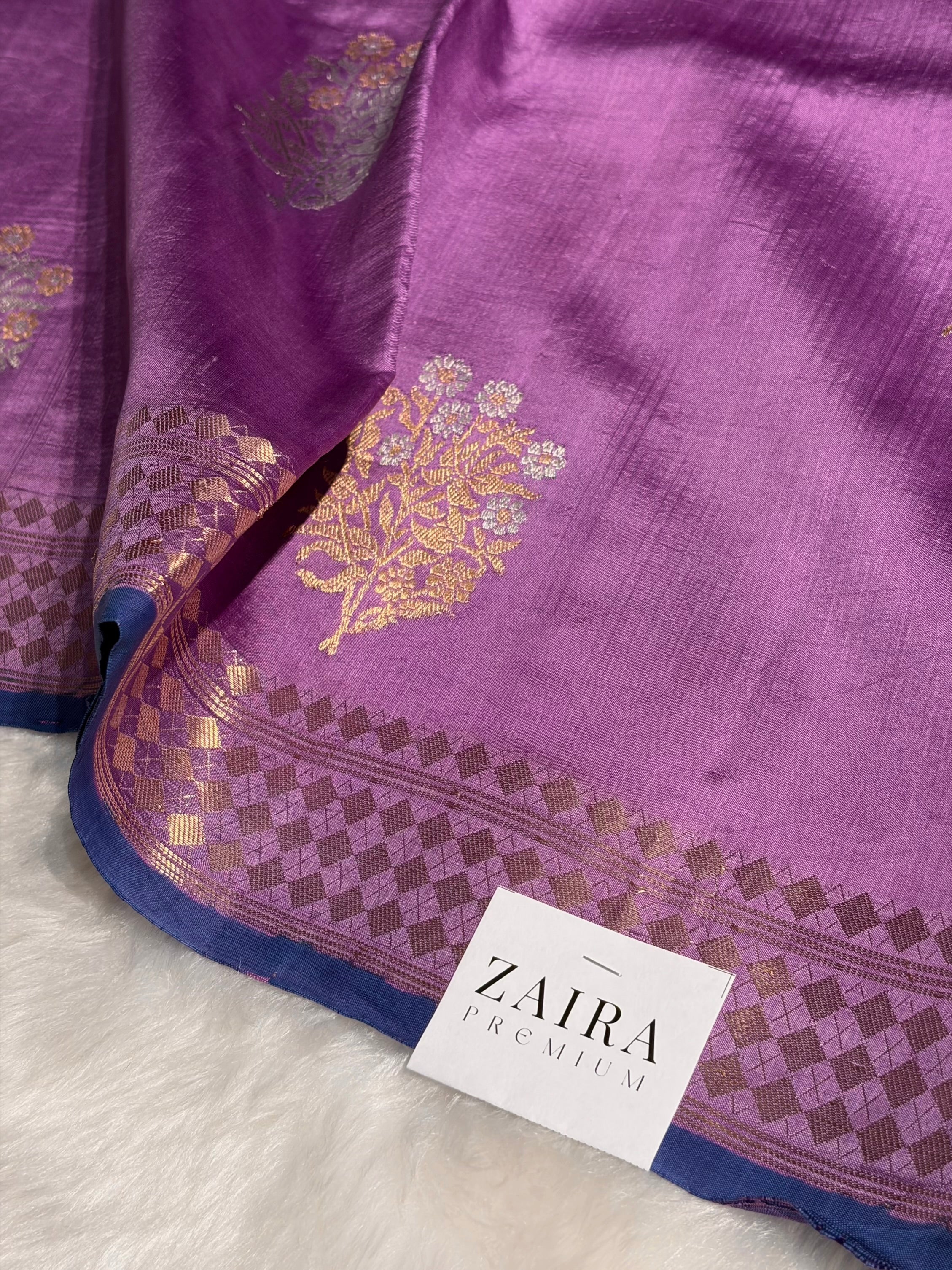 Dark Lavender Shades Handwoven Pure Raw Mango Silk RM-48