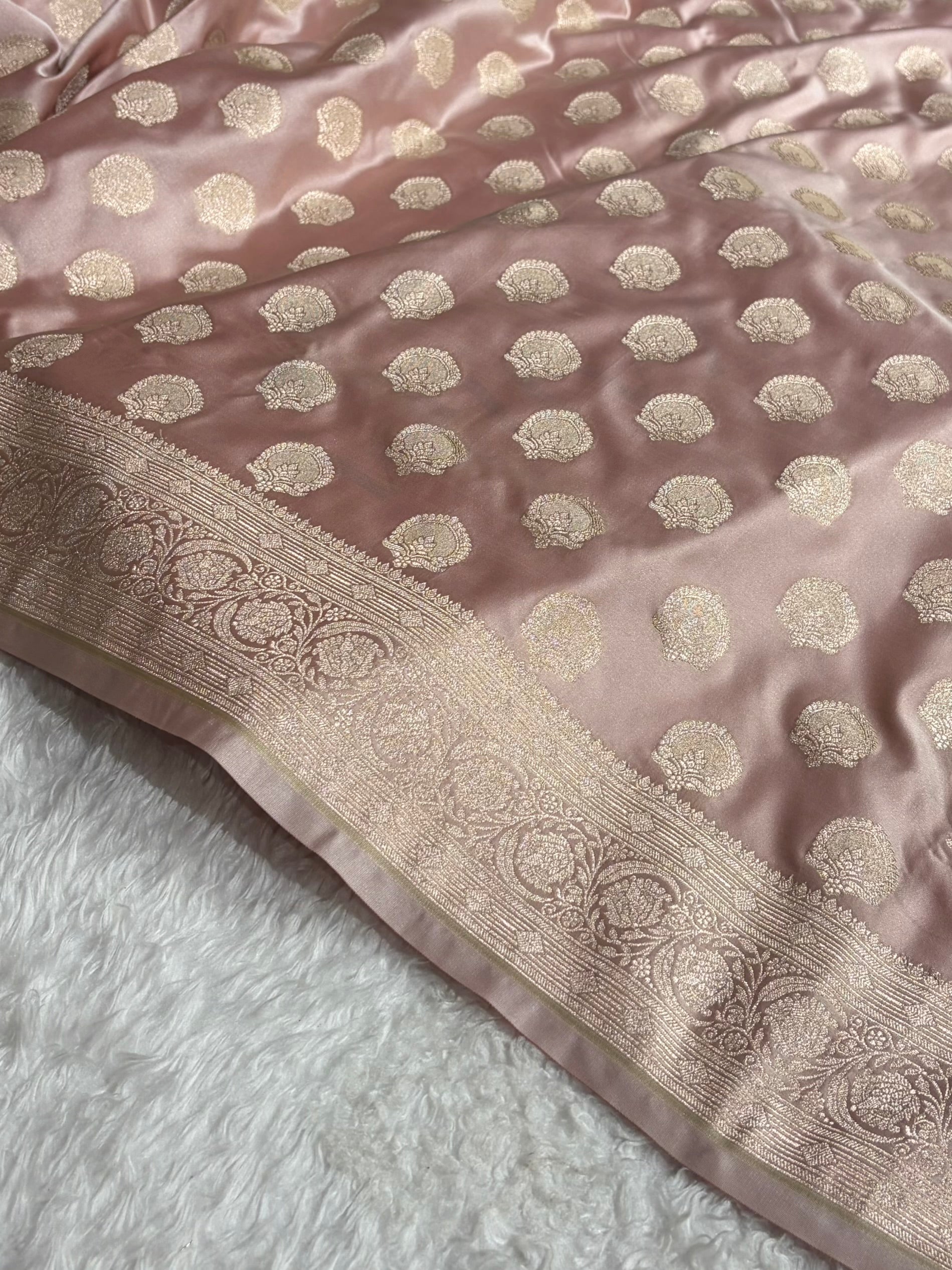 Blush Pink Shades Motif Booti Mashru Silk Saree