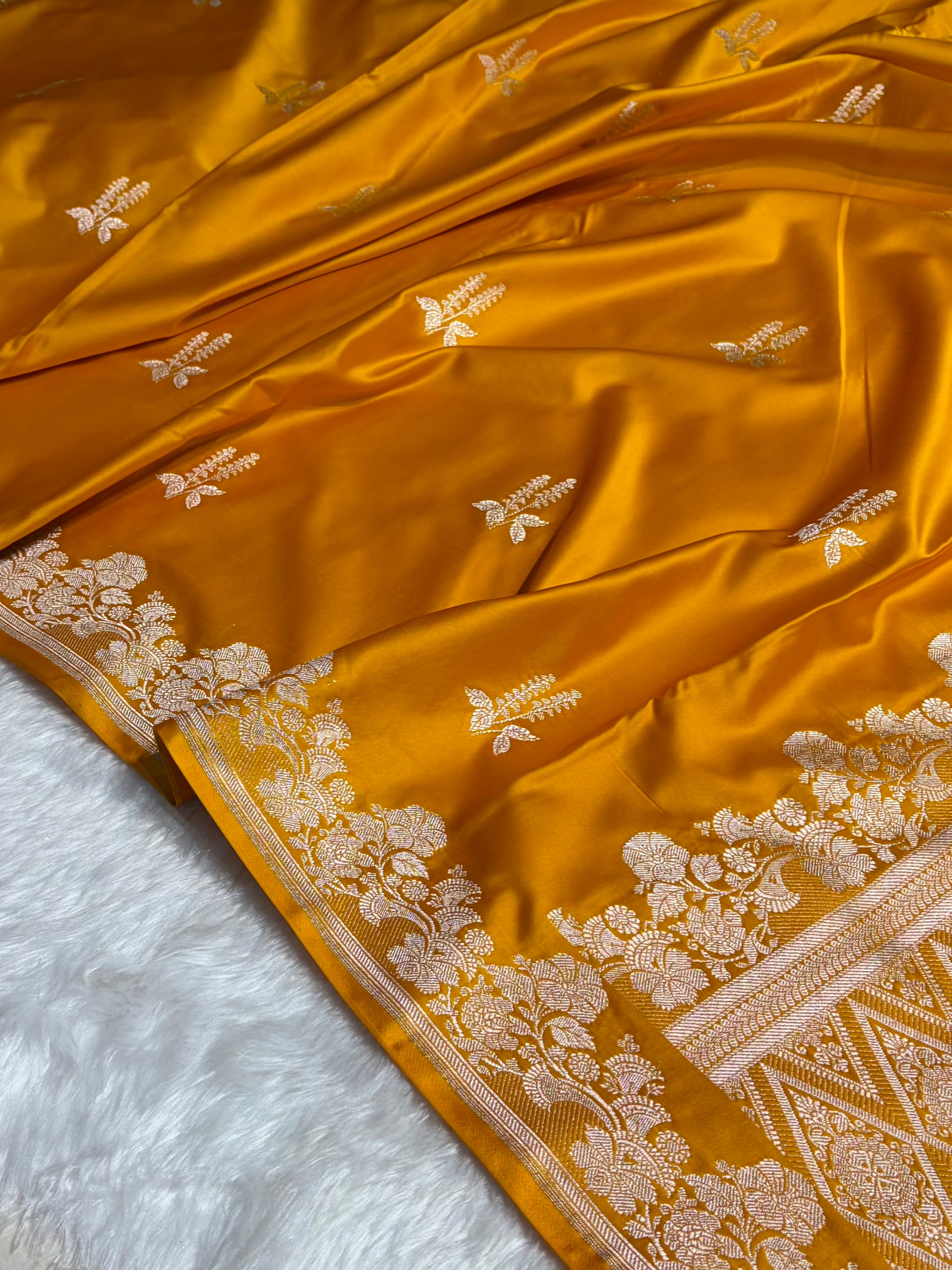 Mustard Floral Boota Mashru Silk Saree MSM-43