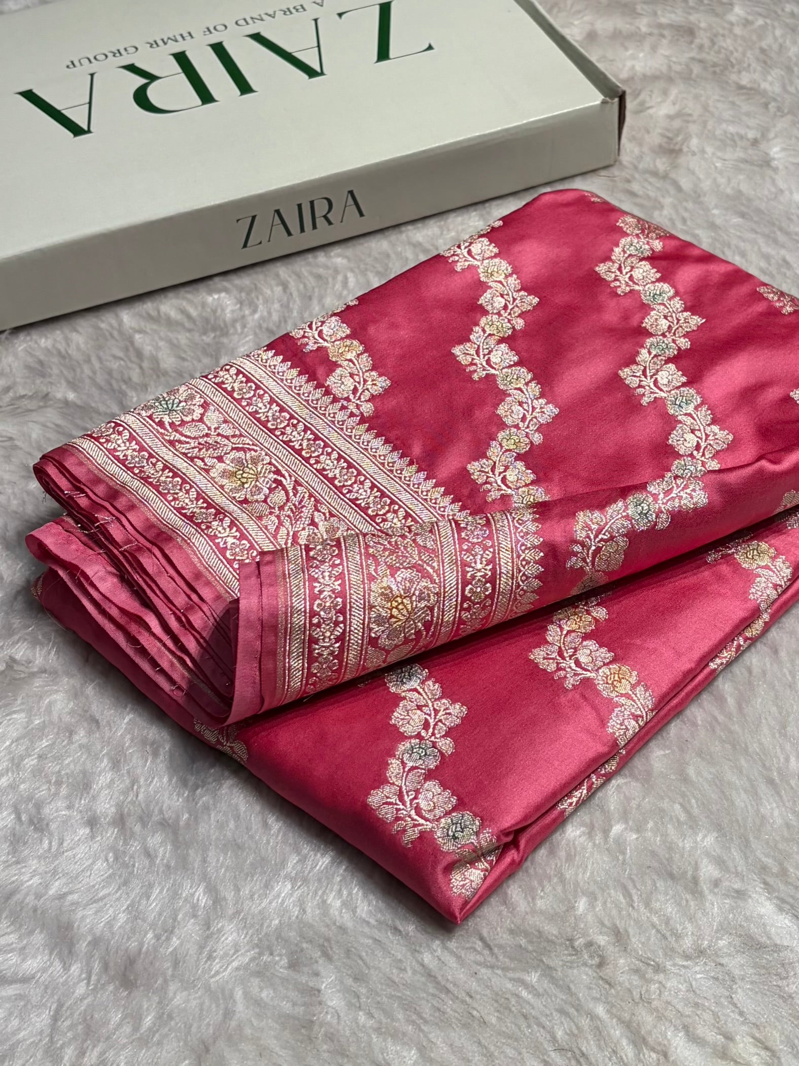 Baby Shades Banarasi Minakari Mashru Silk Saree With Cross Pattern MS02