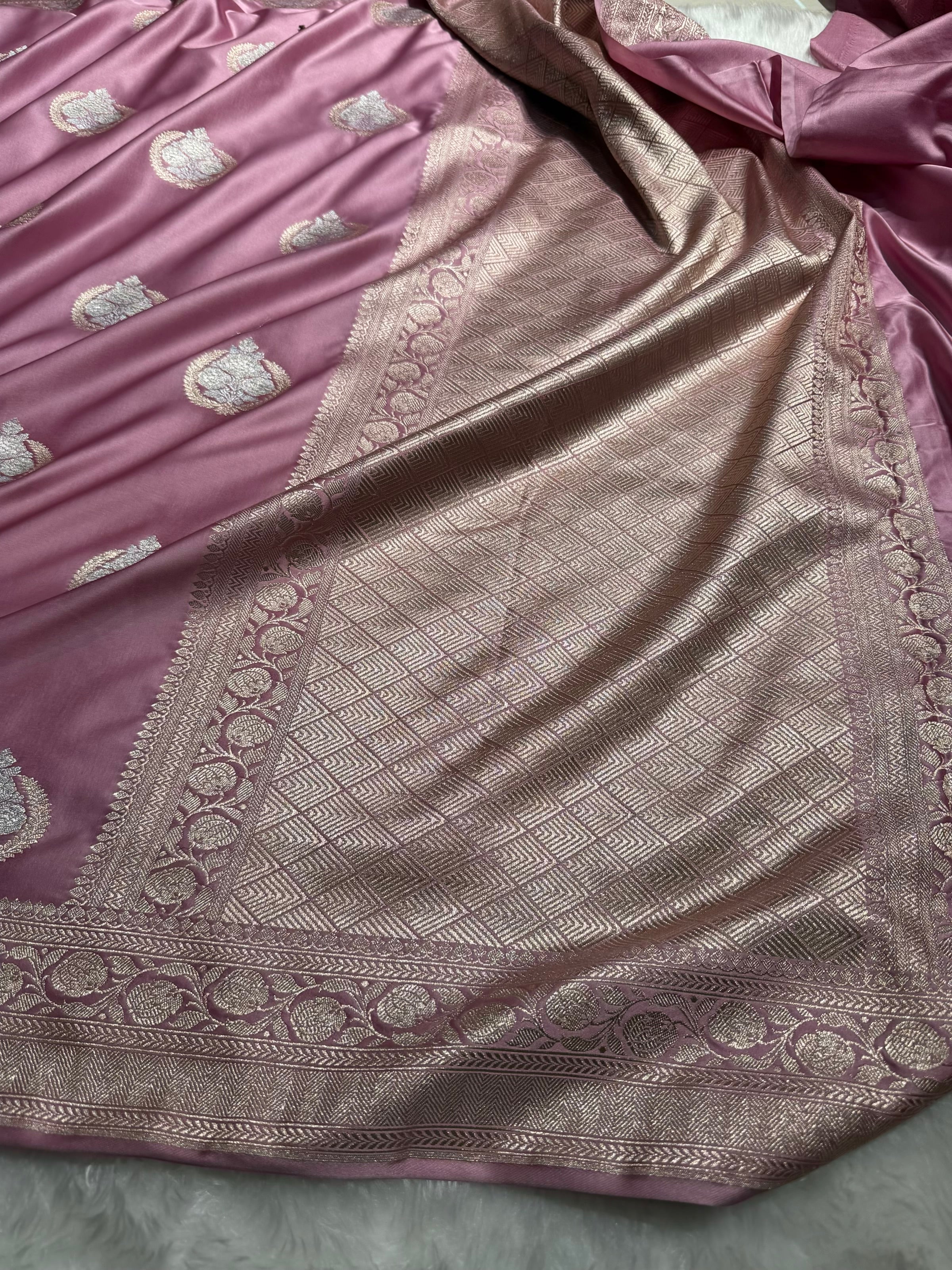 BlushPink Minakari Boota Mashru Silk Saree MS35