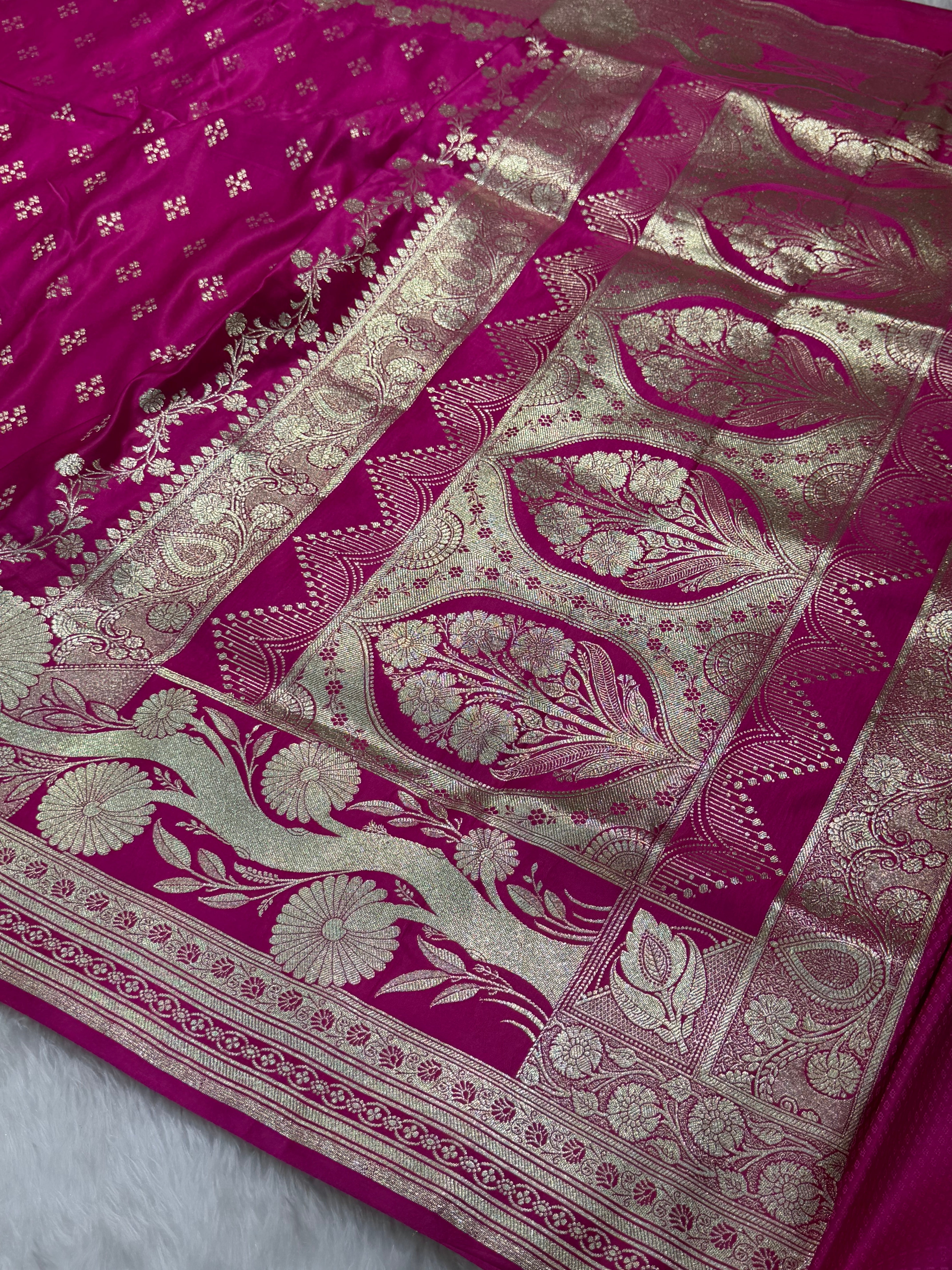 Rani Banarasi Floral Motif Katan Silk Saree