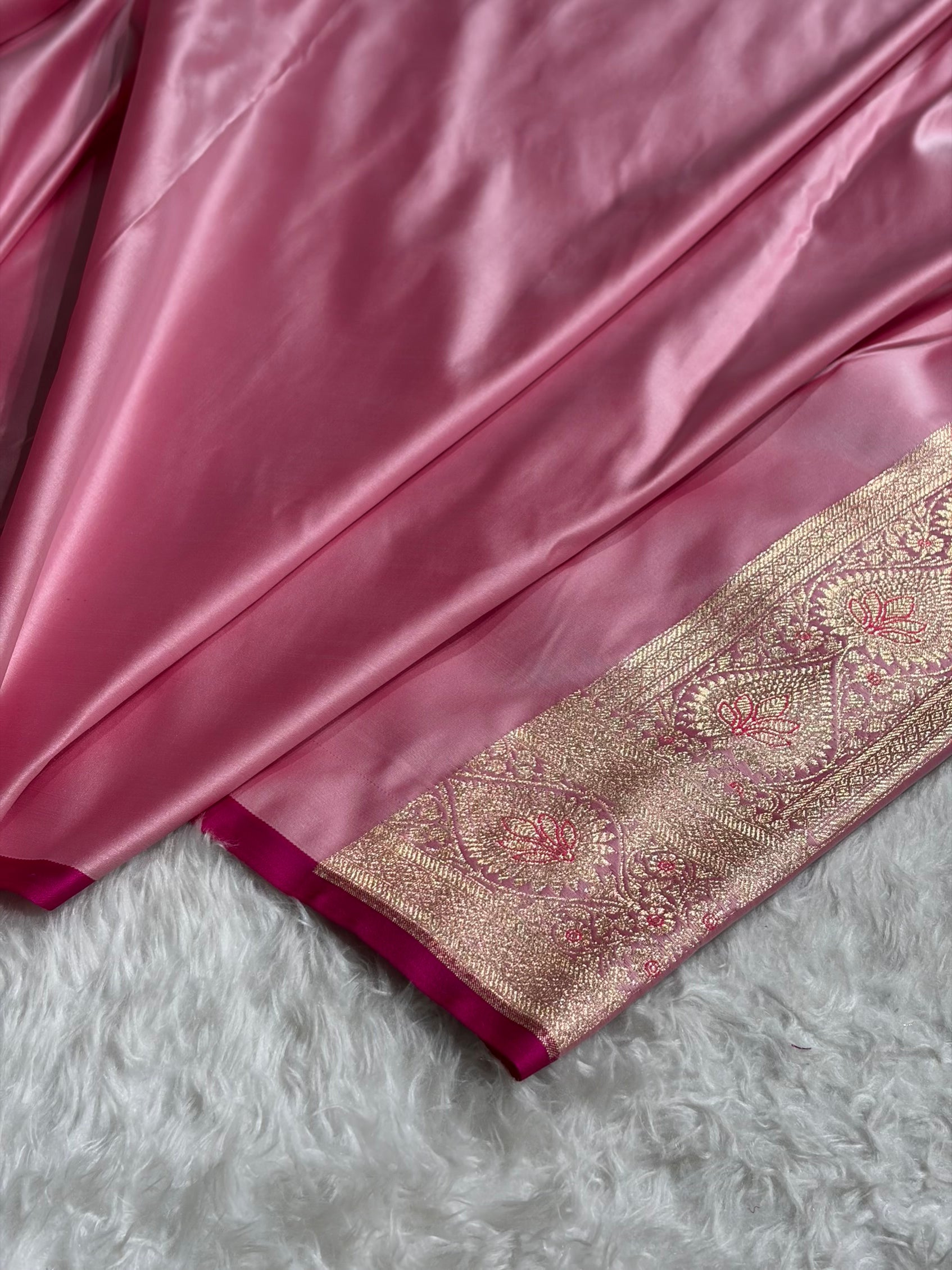 Katan Silk Saree In Baby Pink Shades SK10
