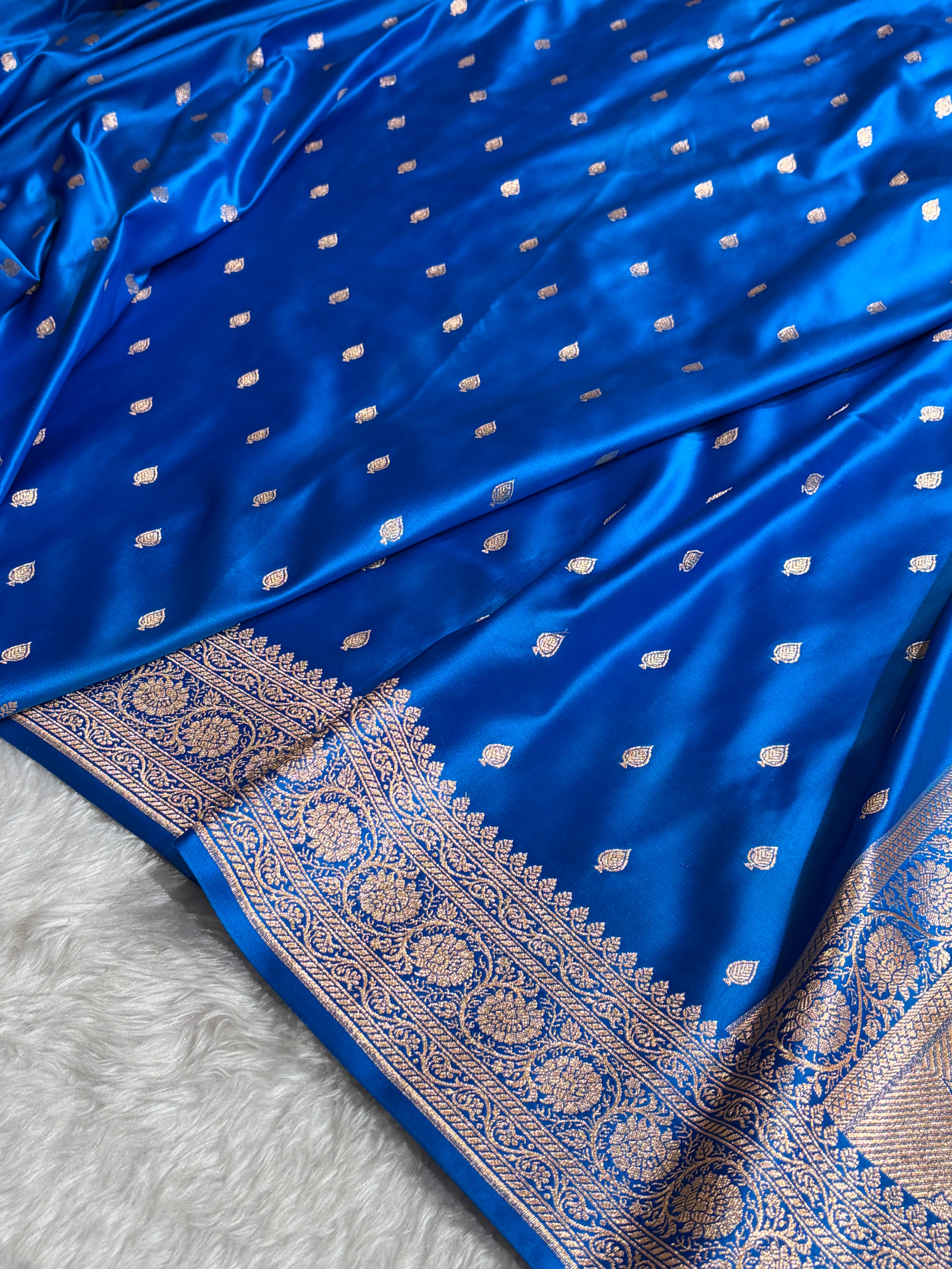 Firozi Banarasi Boota Katan Silk Saree