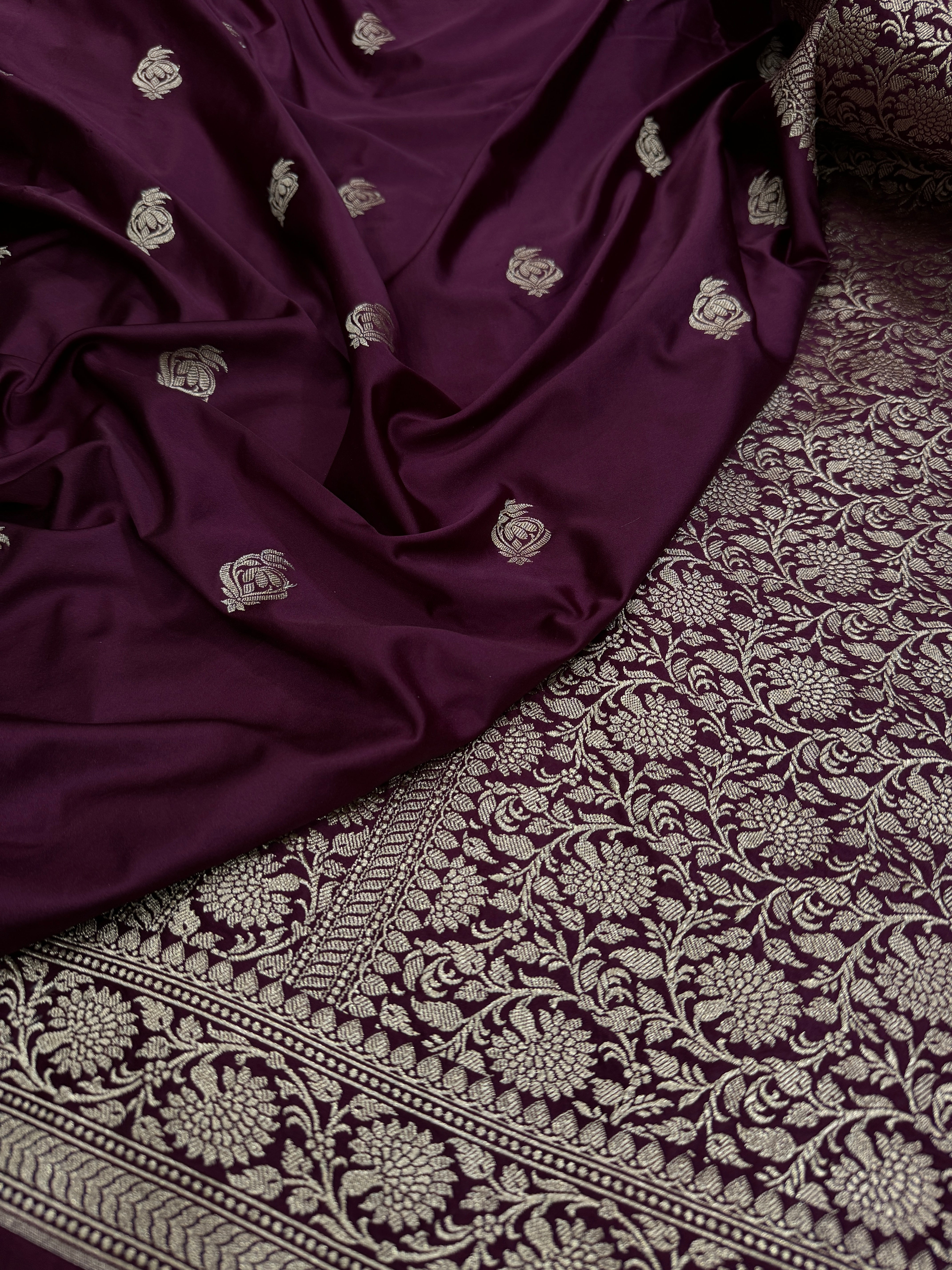 Wine Boota Mashru Silk Saree