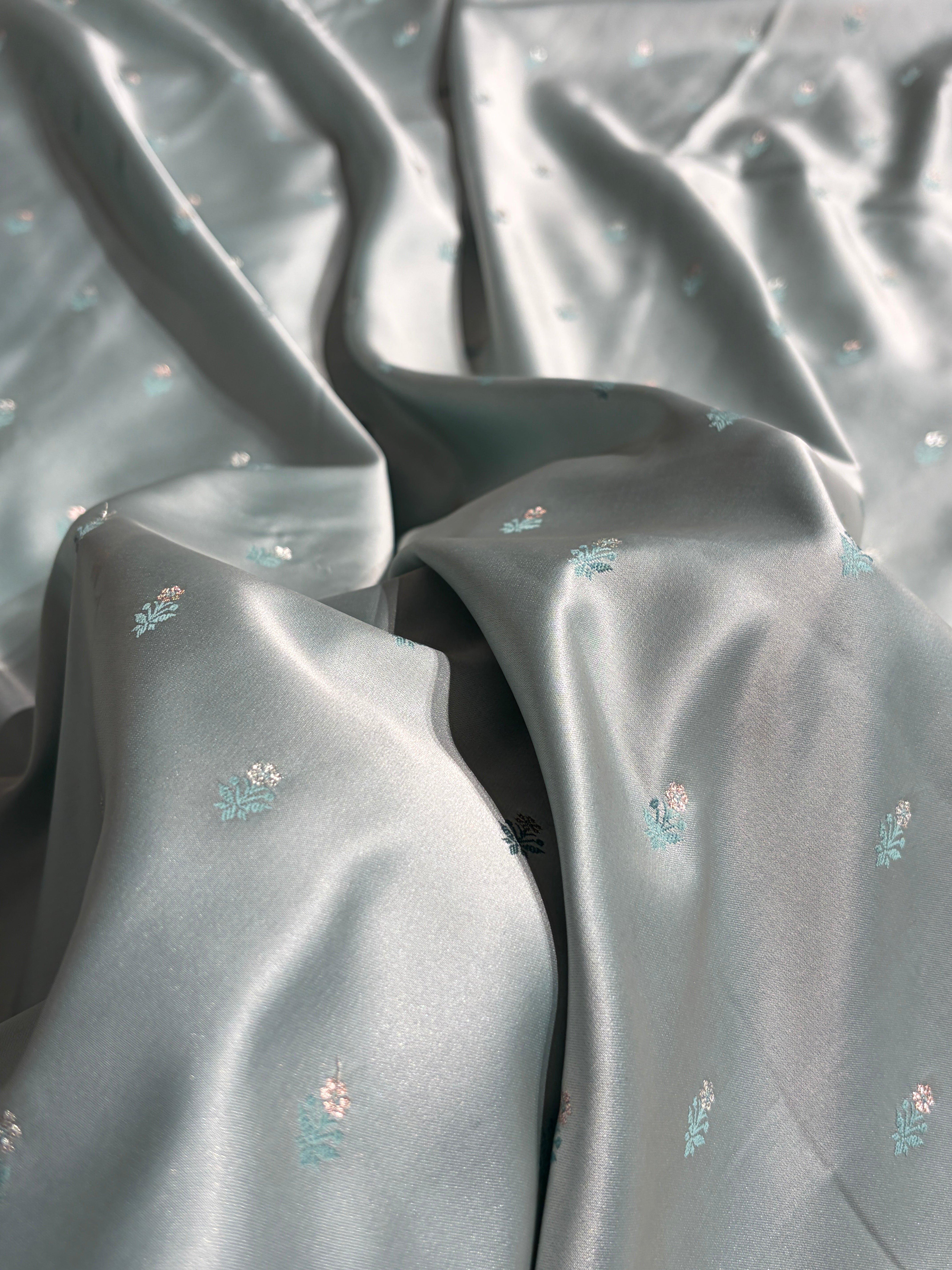Contrast Light Grey With Rani Floral Boota With Floral Border Mashru Silk Saree MSM-78