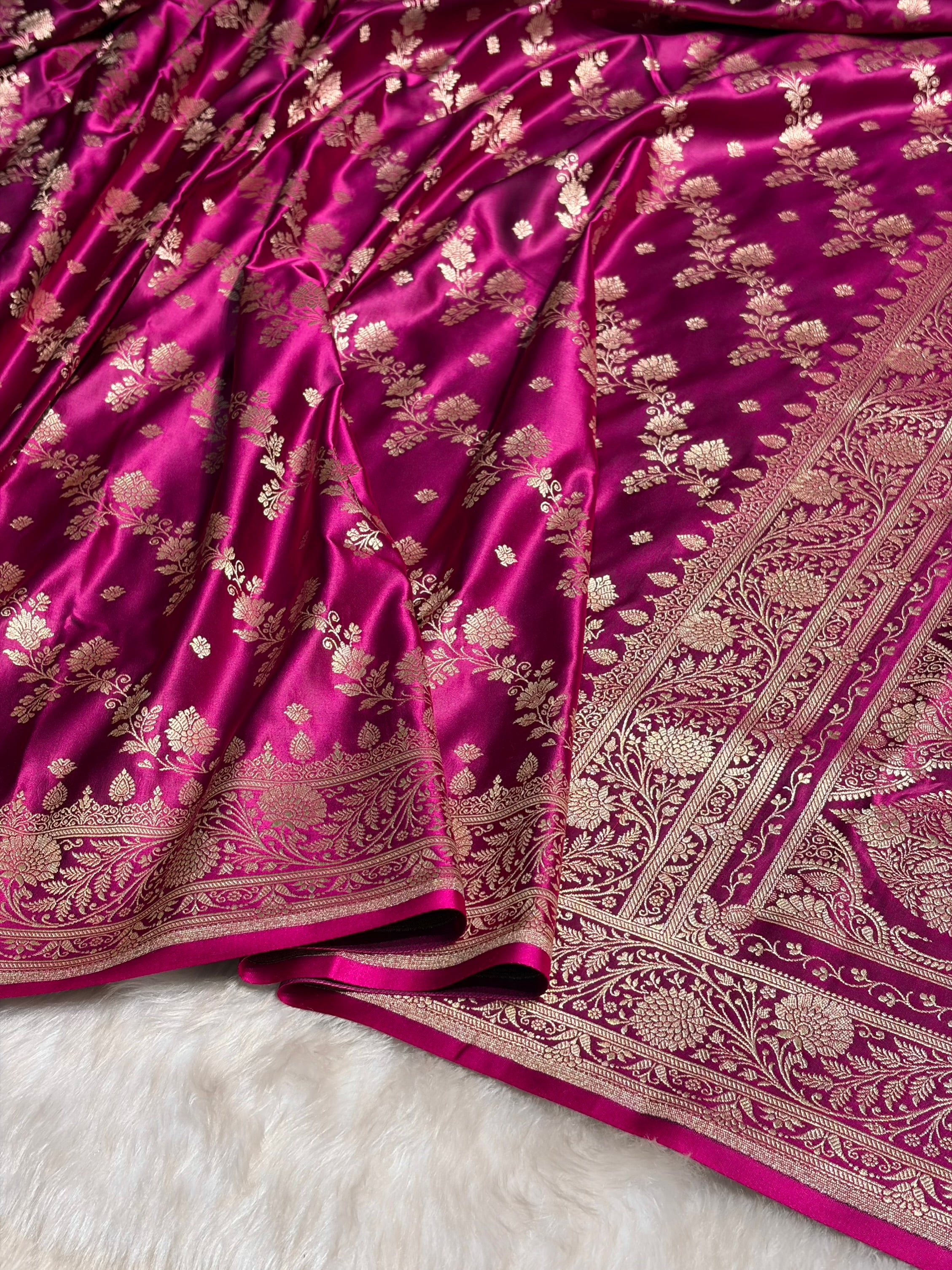 Wine Cross & Booti Banarasi Katan Silk Saree SK24