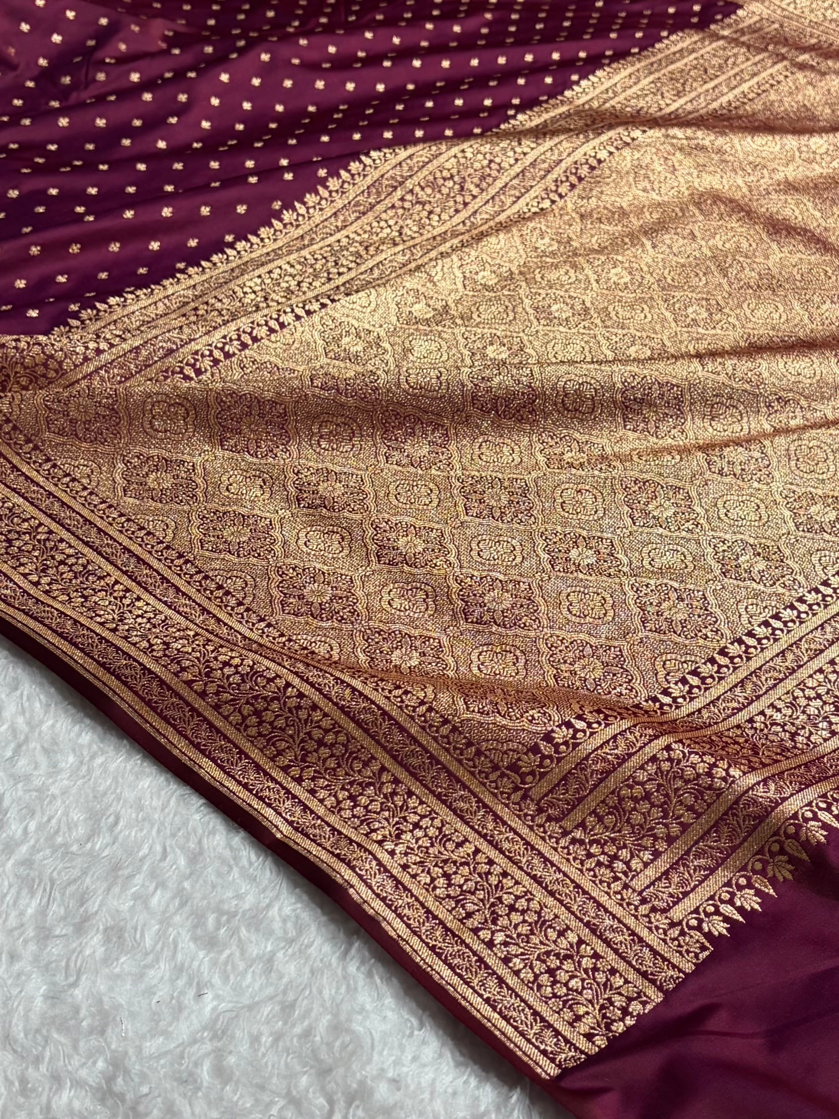 Banarasi Satin Katan Saree in Cross Wine Shades SK88