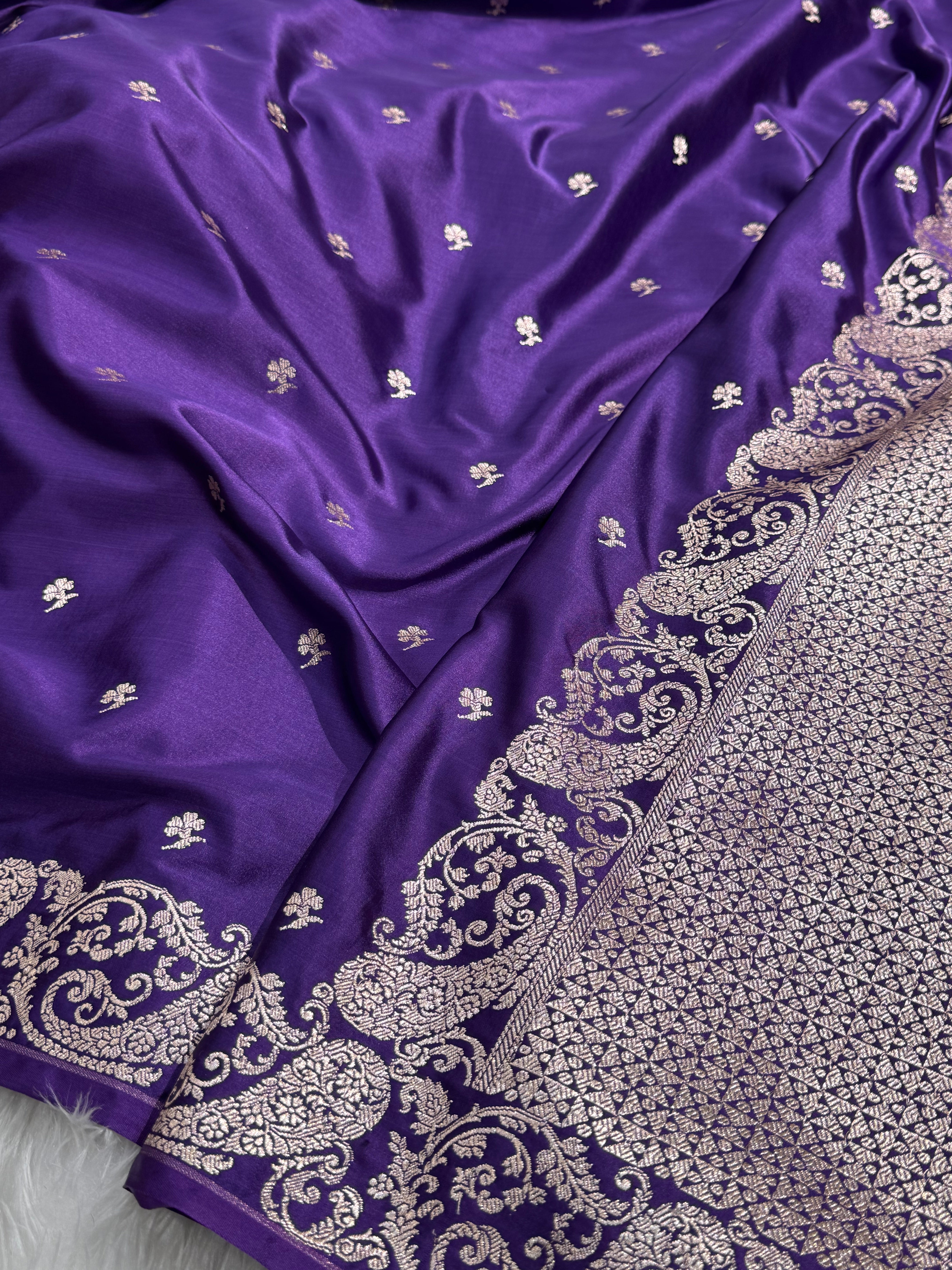 Kairi Border Purple Mashru Silk Saree