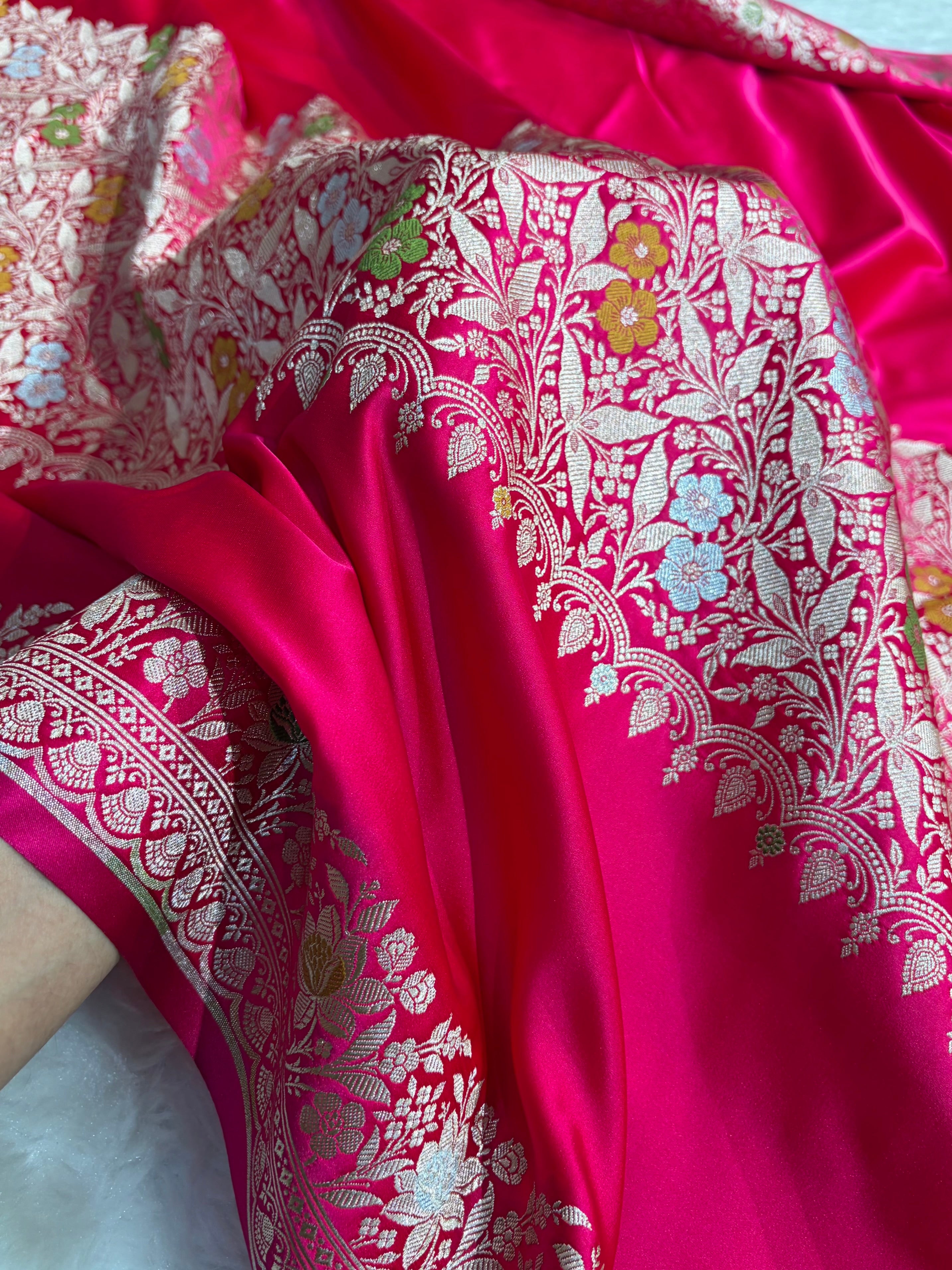 Rani Shades Banarasi Minakari Boota Skirt Pattern Floral Mashru Silk Saree MSM-116