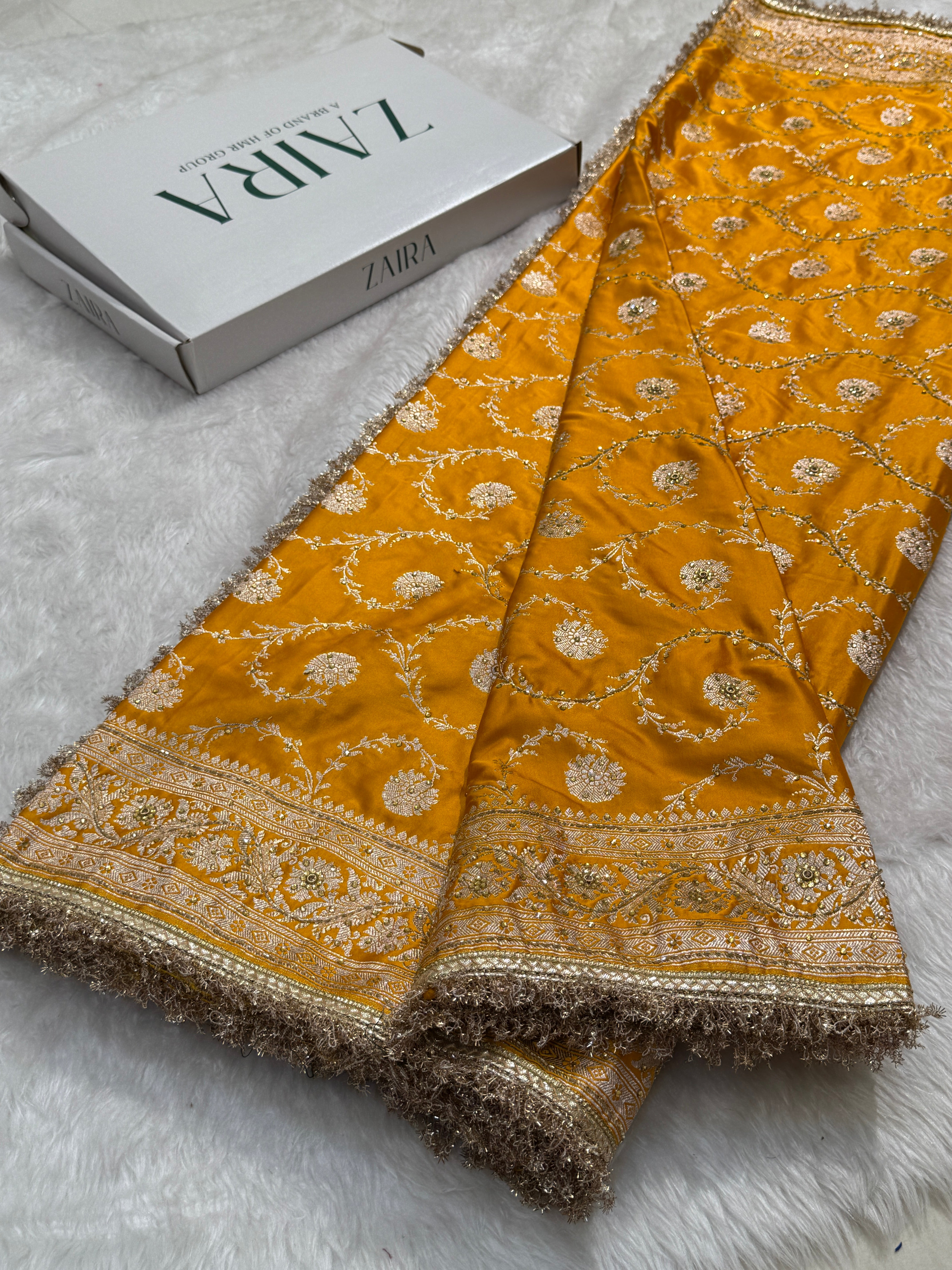 Mango Mashru Silk Saree with Ari and Stone and Gotta Patti