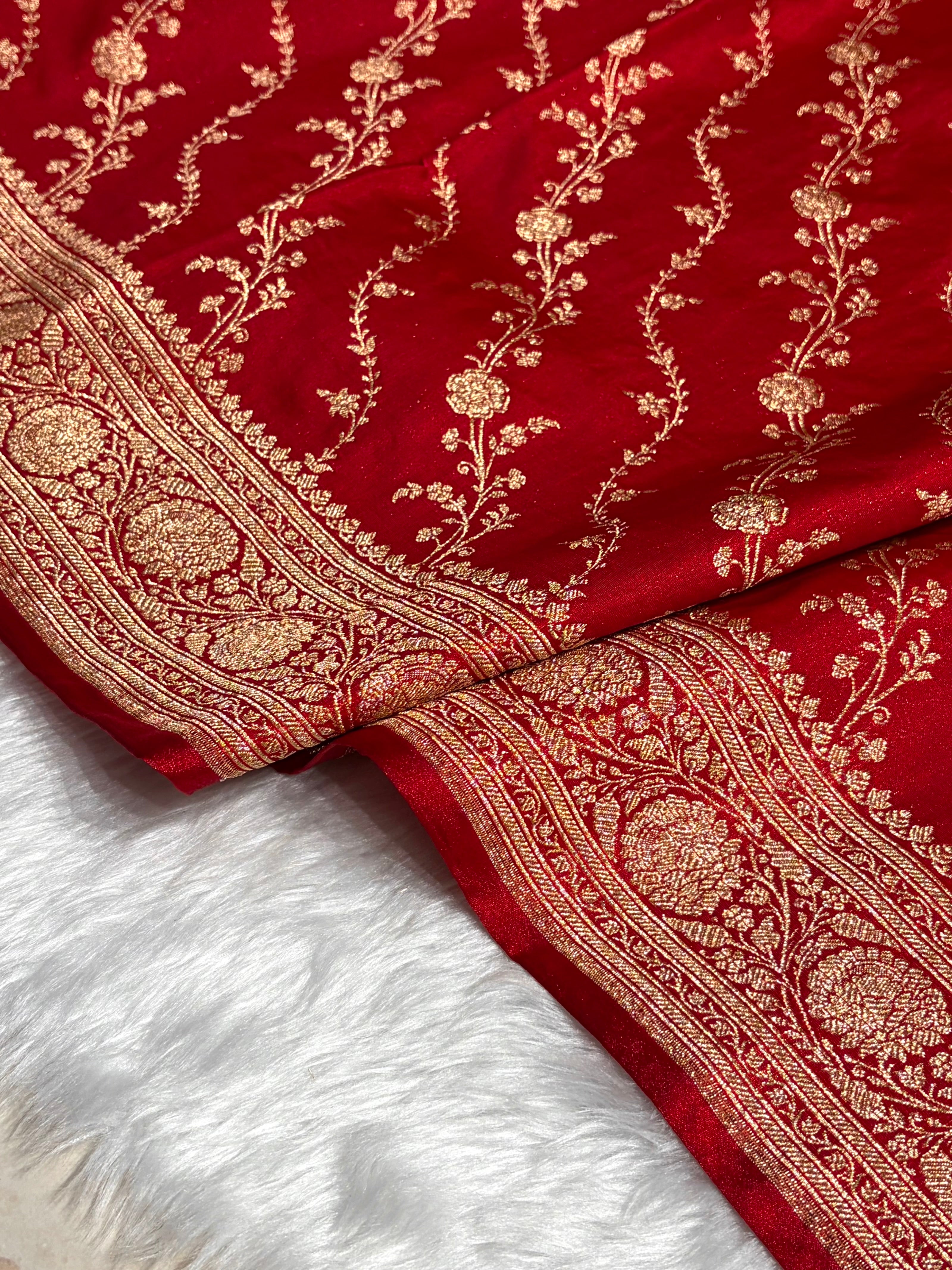 Satin Silk Cross Pattern in Red Shades SS37