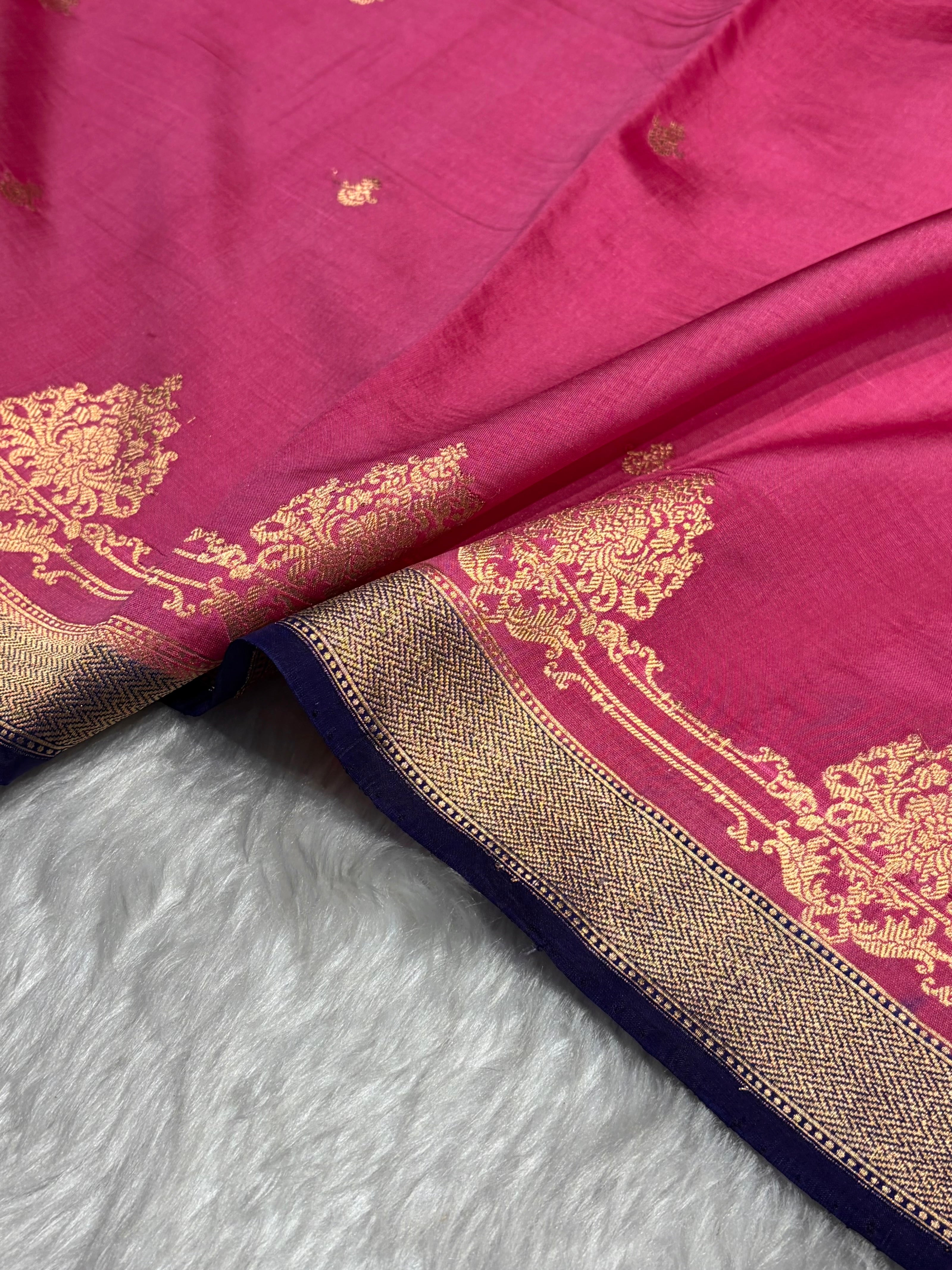 Dusty Pink with Purple Shades Handwoven Pure Raw Mango Silk RM-59