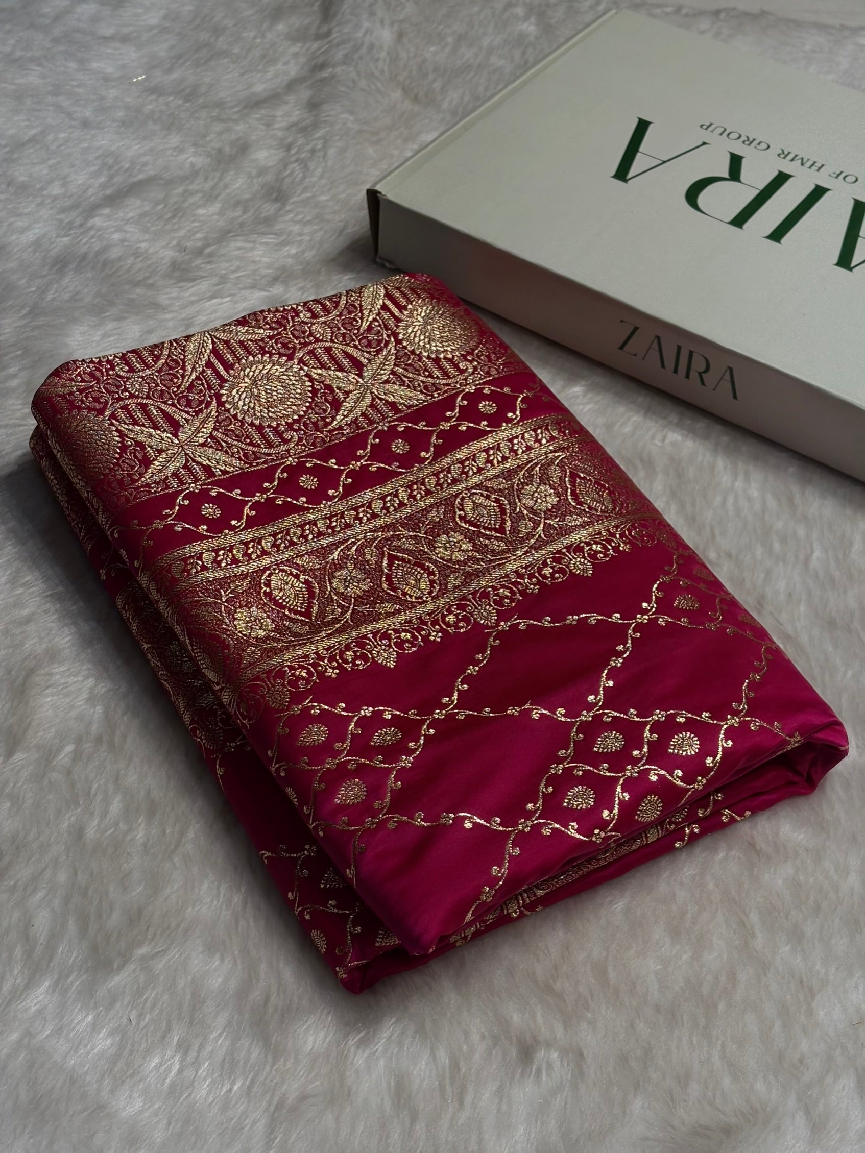 Rani Jaal Satin Katan Silk Saree SK21
