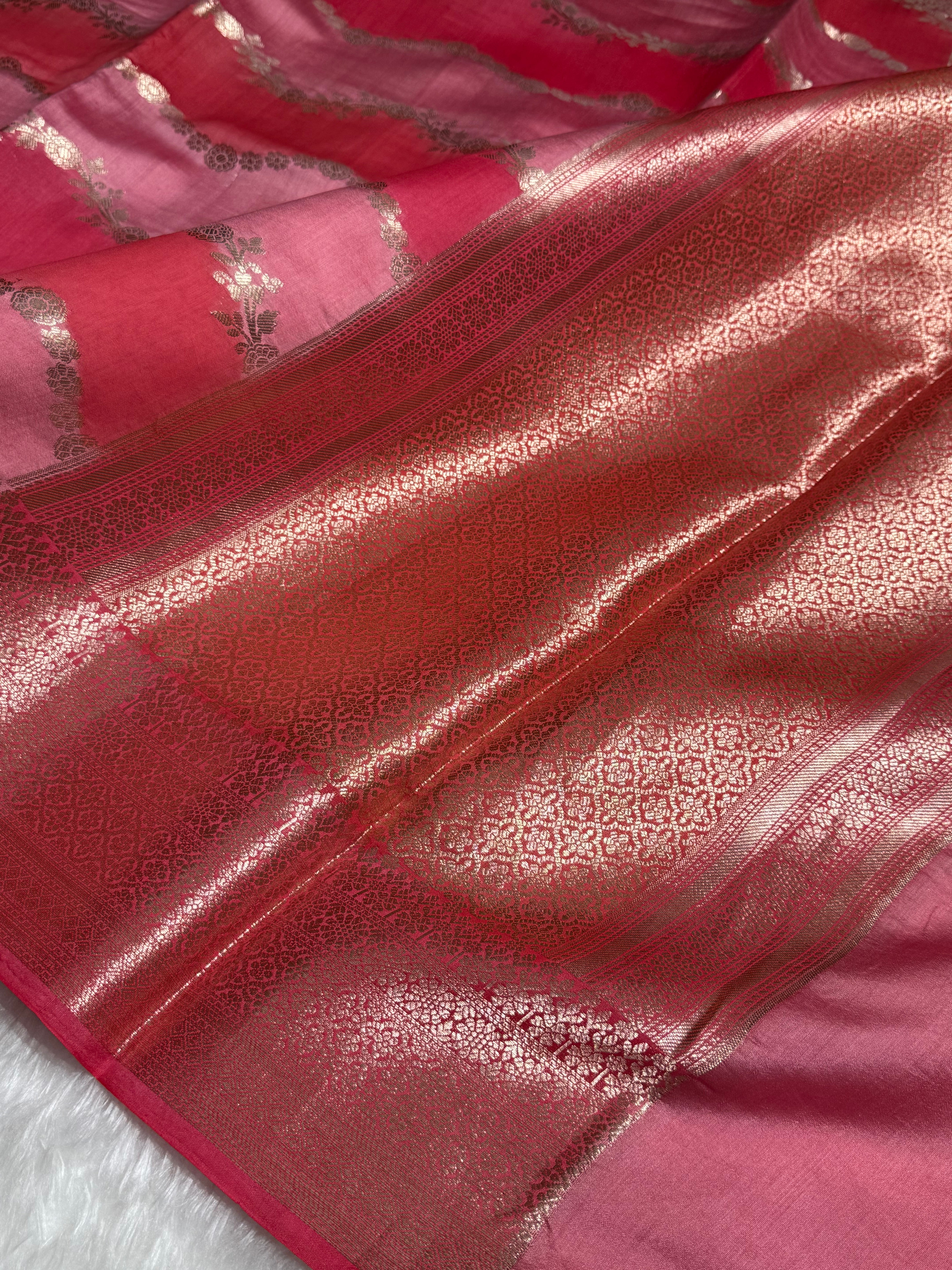 Rangkart Baby Pink Shades Pure Chiniya Silk