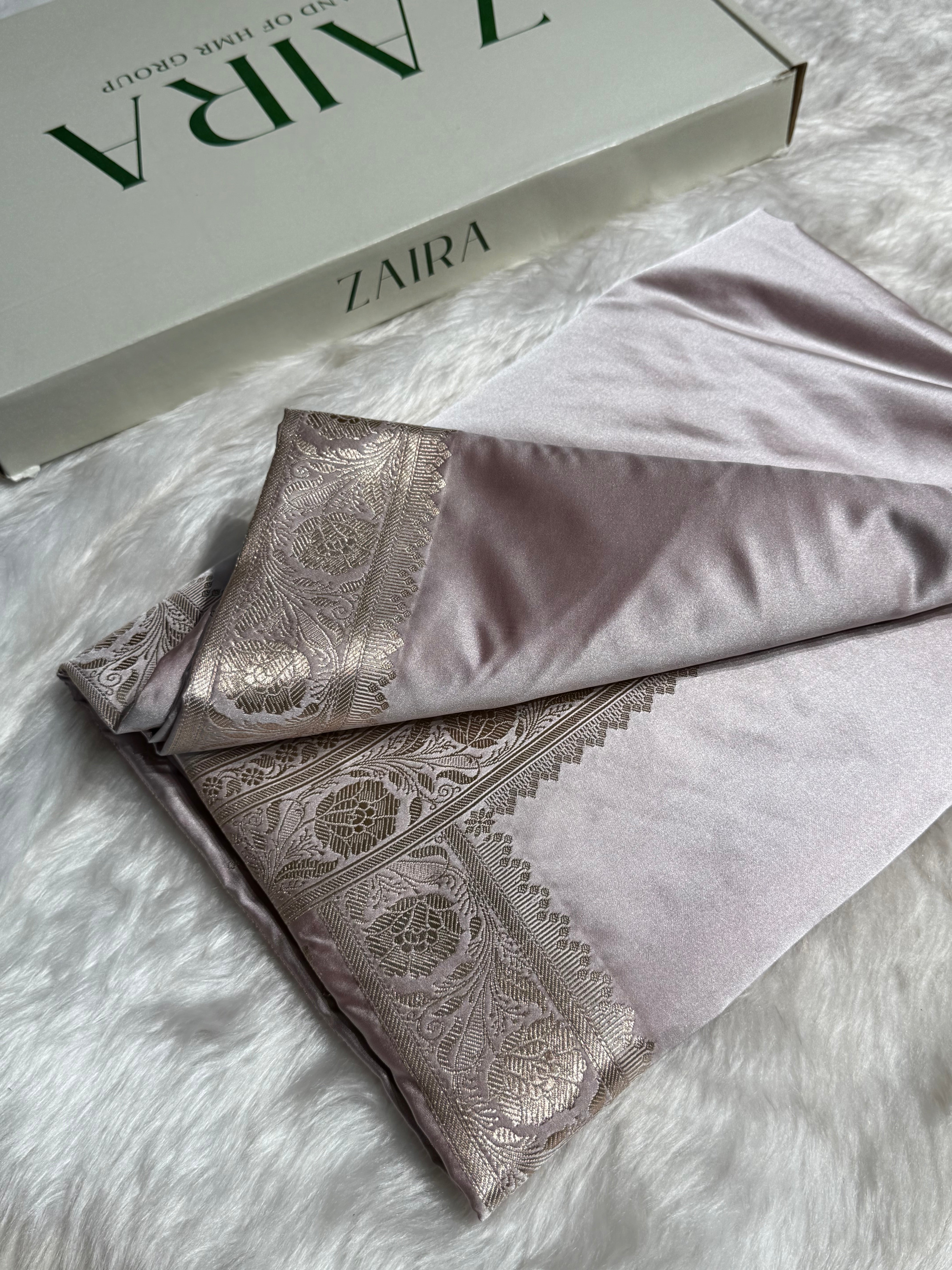 Rose Gold Pink Shades Plain Mashru Silk Saree