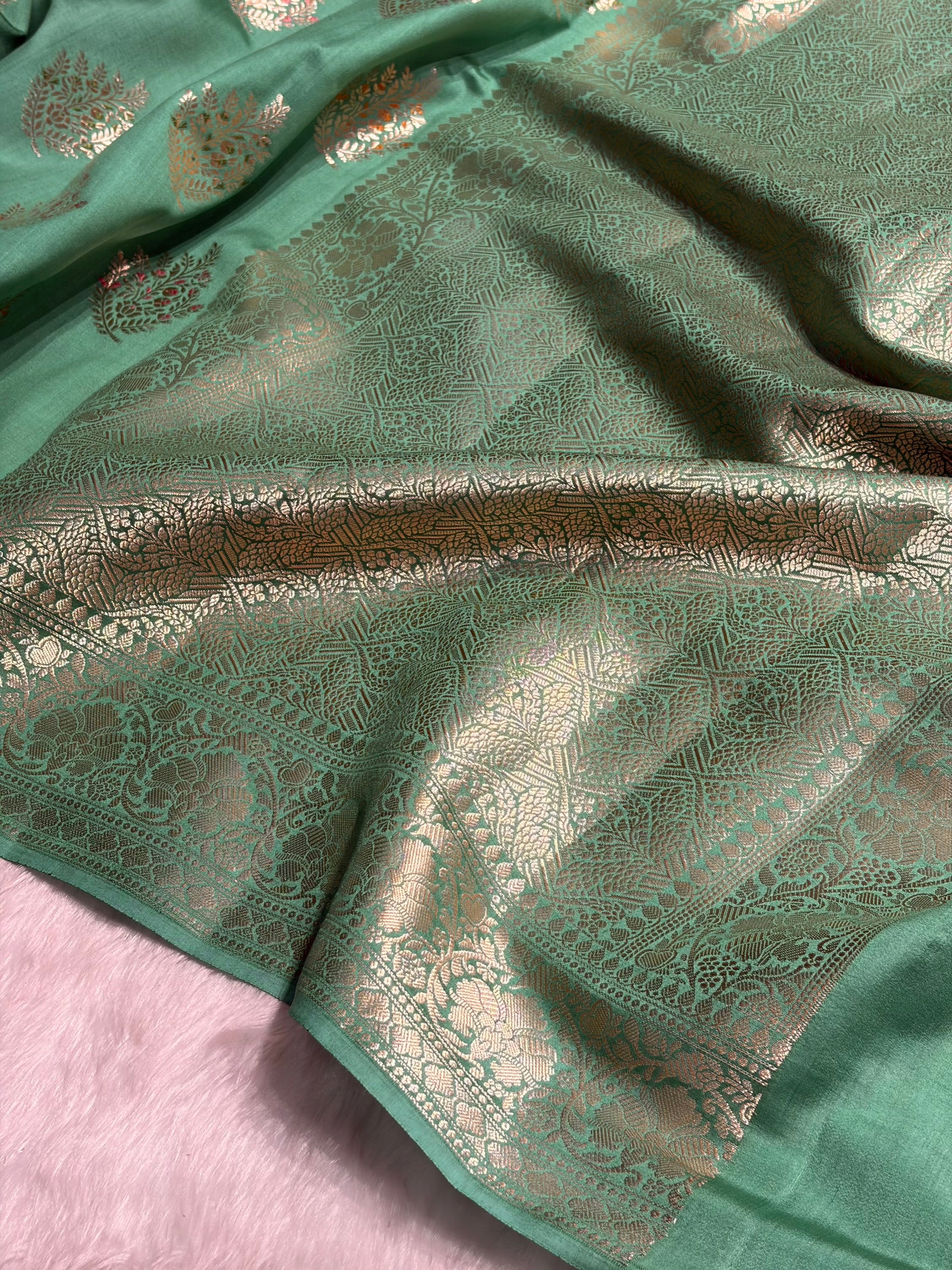Minakari Sea Green Shades Pure Chiniya Silk CH-02