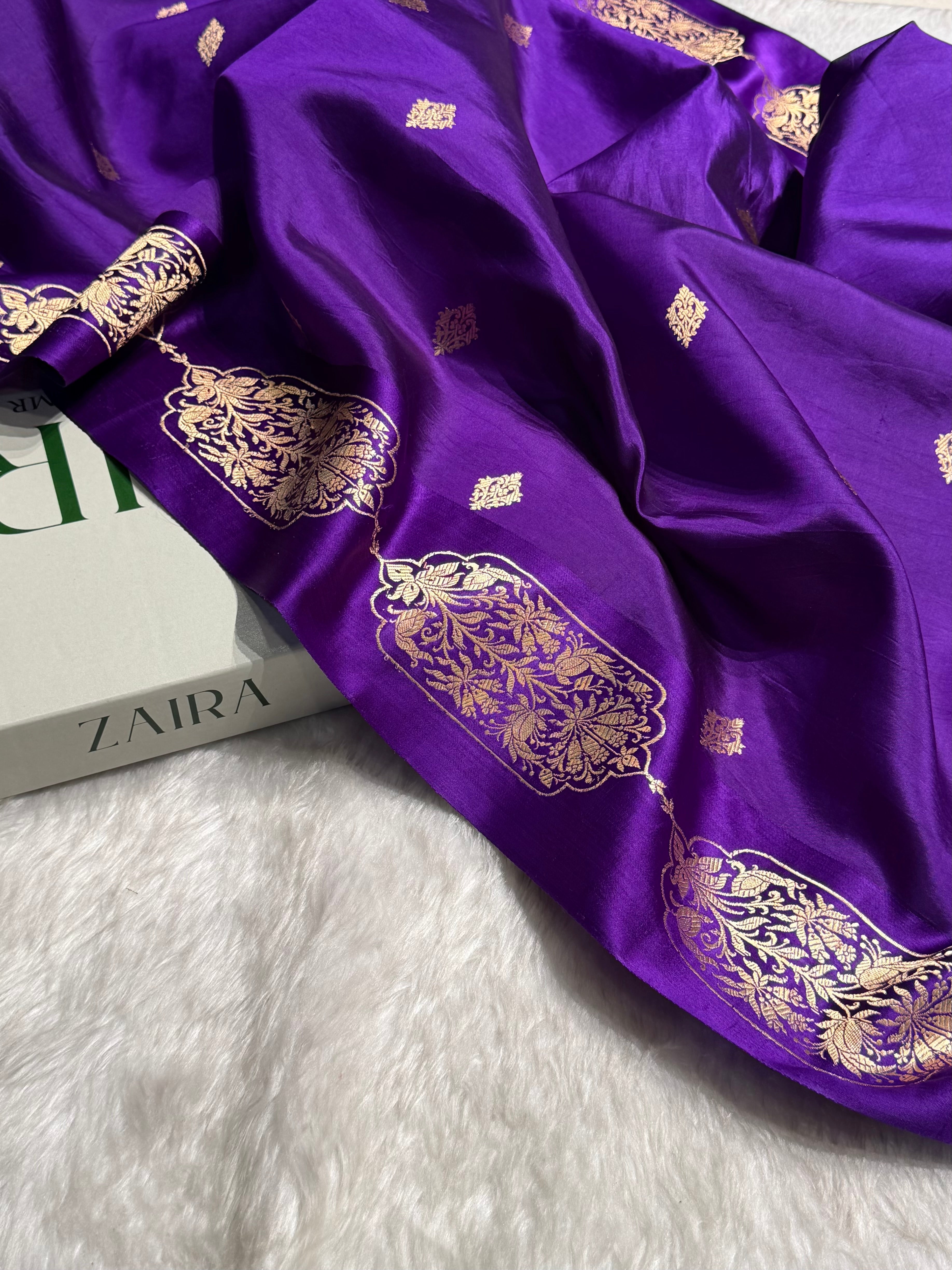 Purple Shades Handwoven Pure Katan Paper Silk RM-71