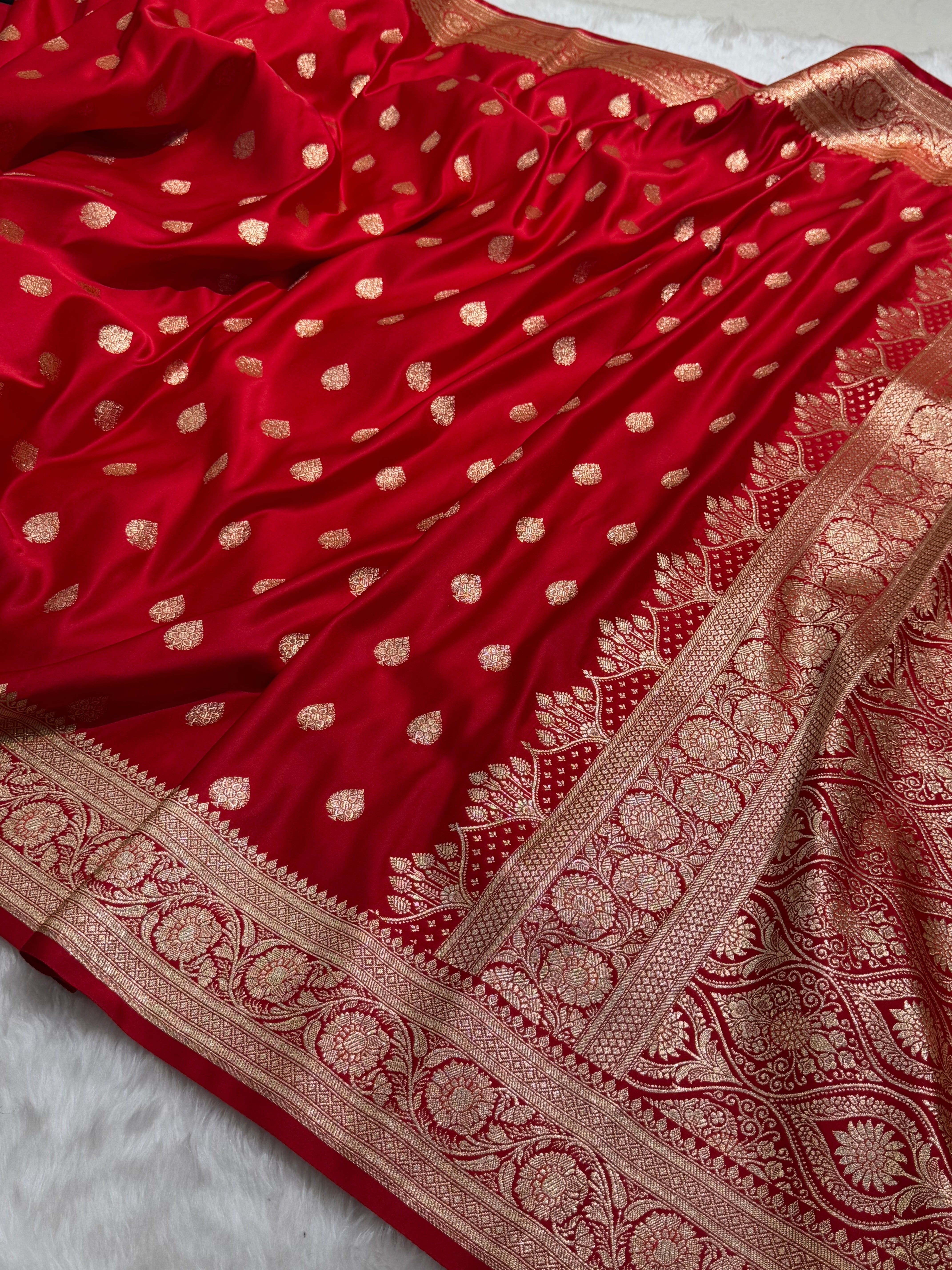 Bridal Red Booti Banarasi Katan Silk Saree SK14