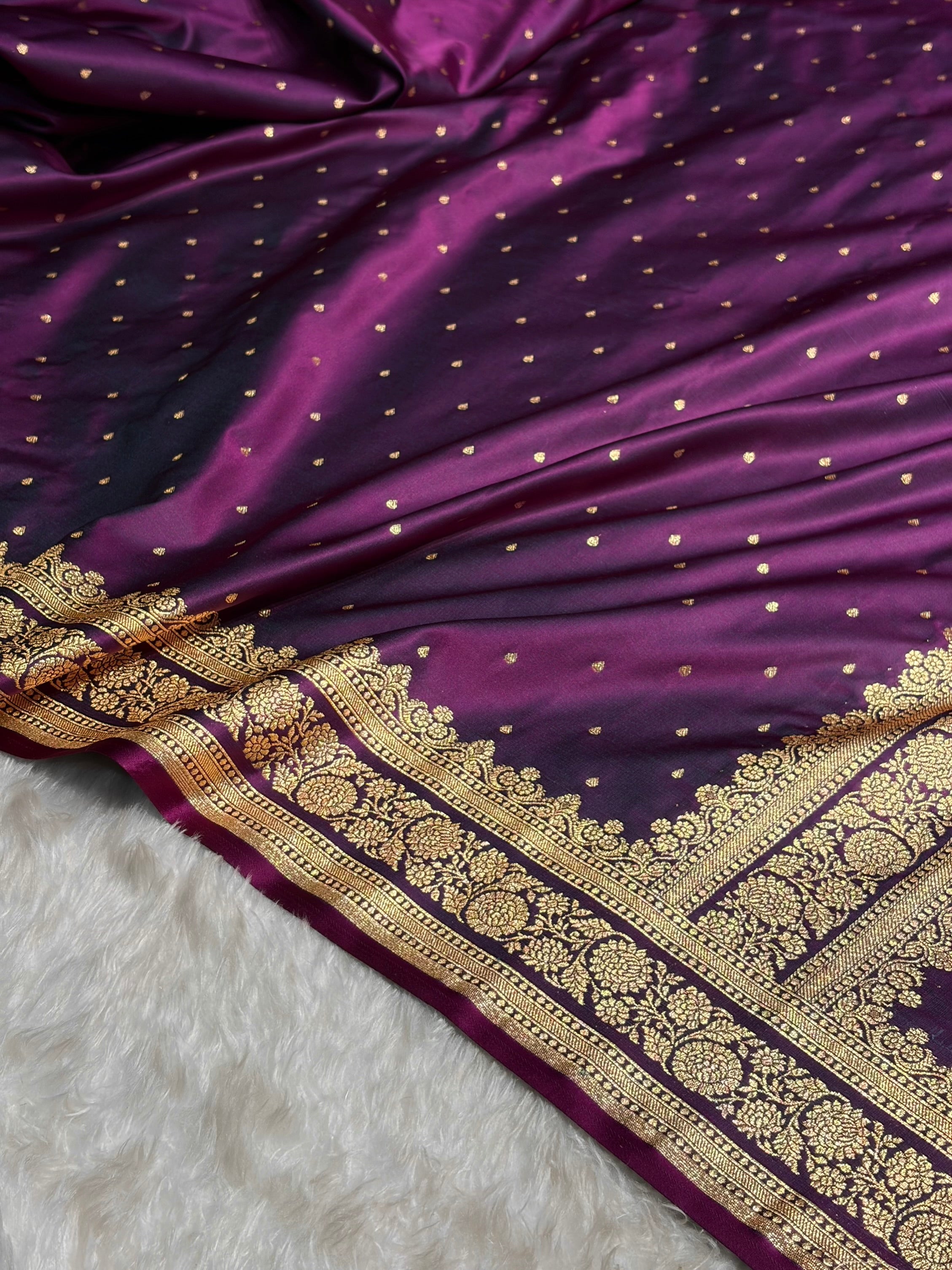 Banarasi Satin Katan Saree in Wine Shades SK91