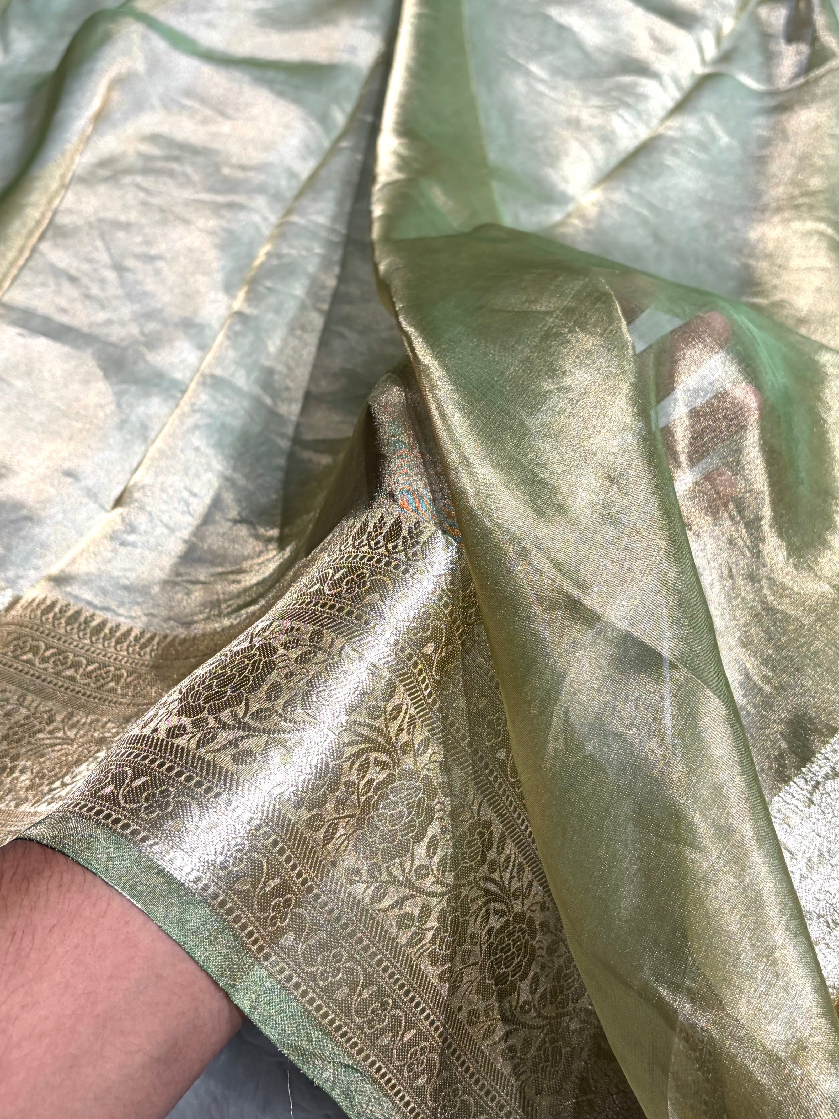 Beige Shades Pure Tissue Silk Saree with Brocade Blouse PT-08