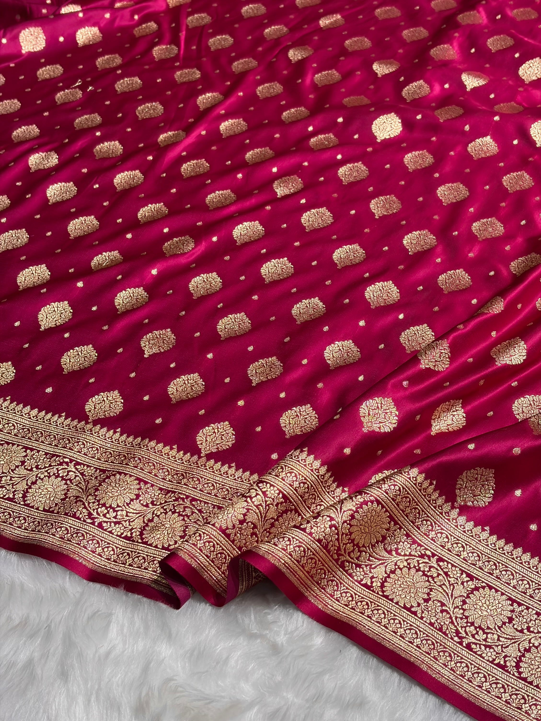 Cross Rani Unique Boota Pattern Satin Katan Silk Saree SK69