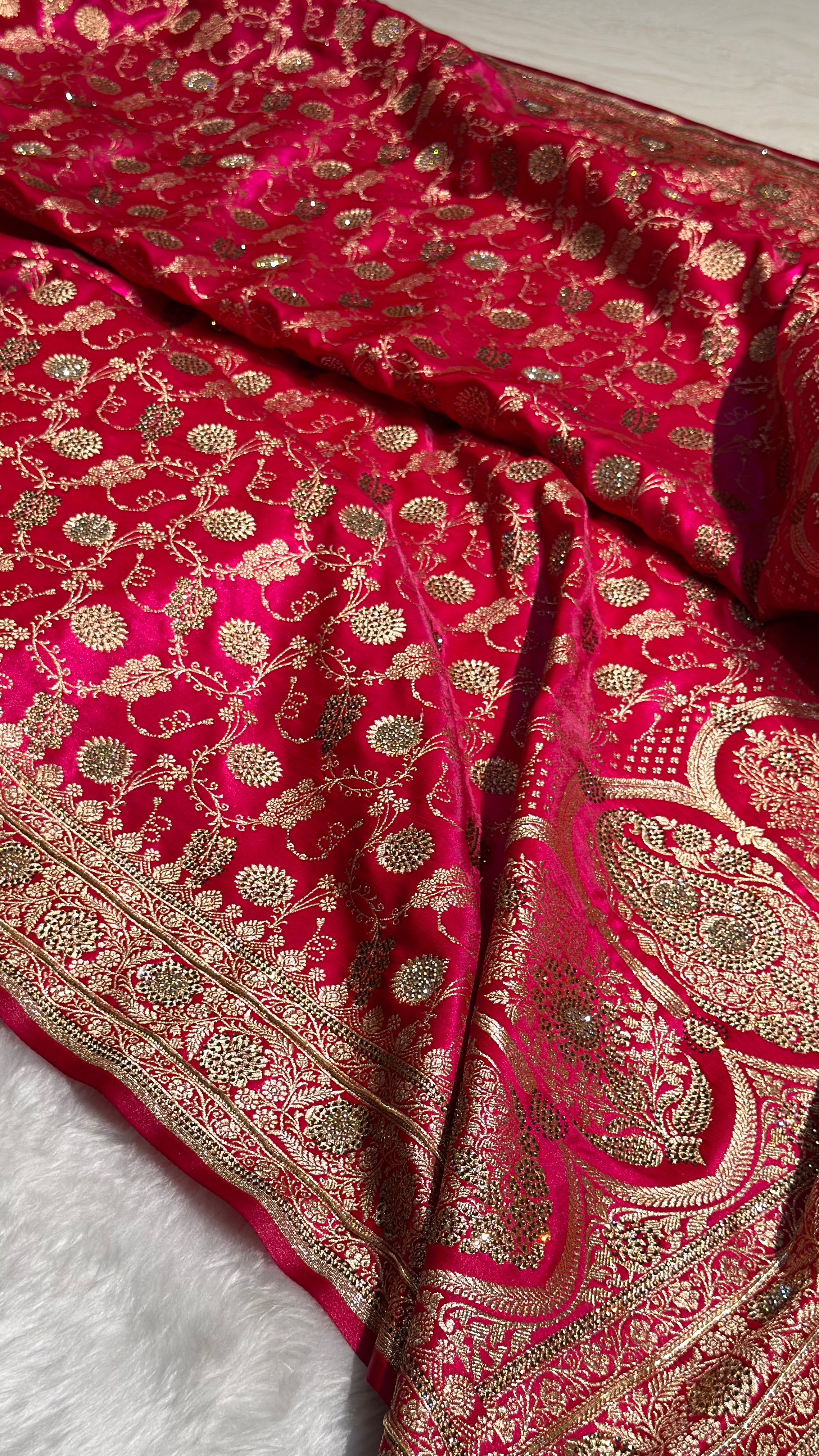 Rani Satin Silk Jaal with Swavroski Work BSS17