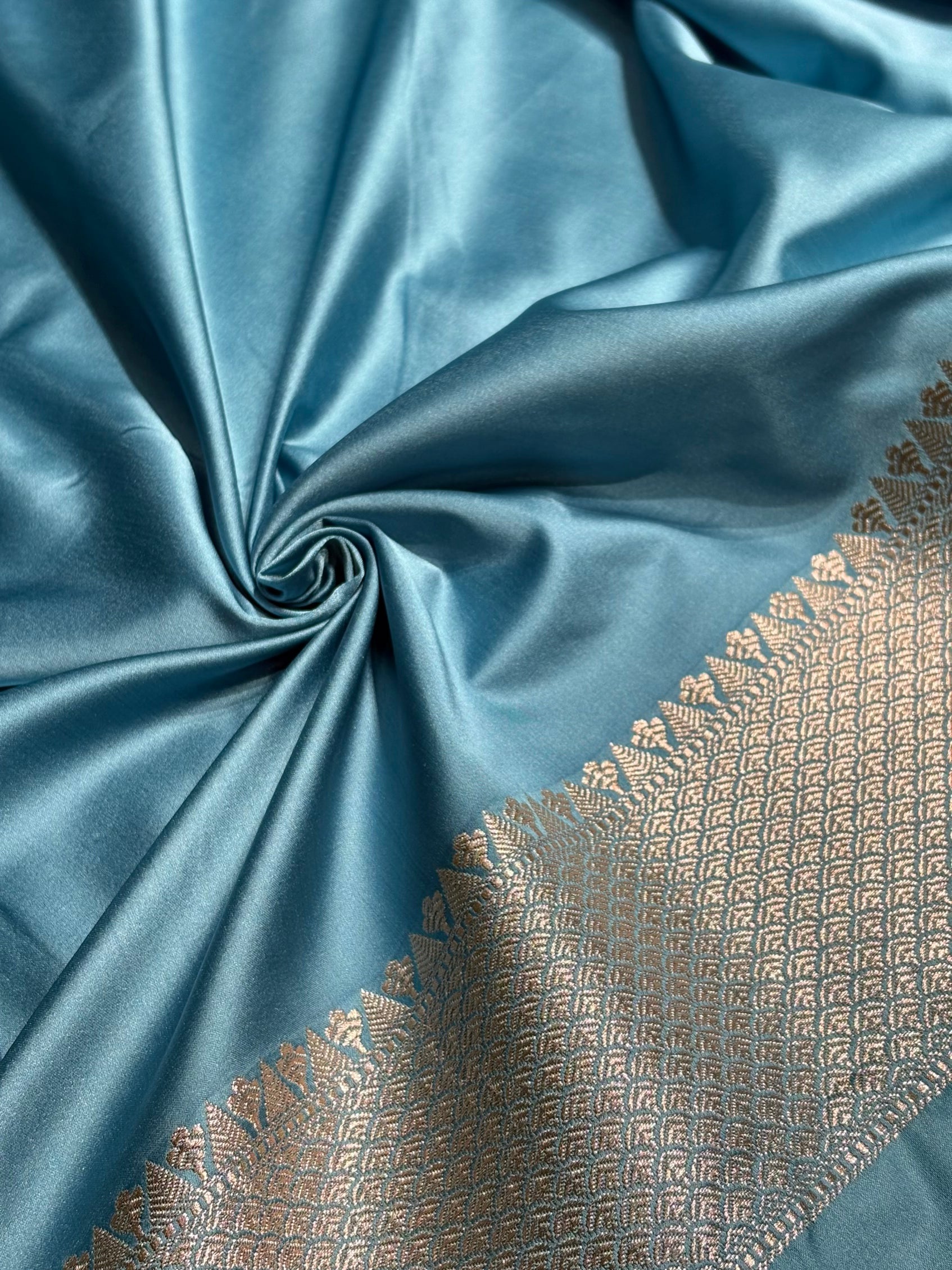 Sky Blue Booti Motif Mashru Silk Saree MS11