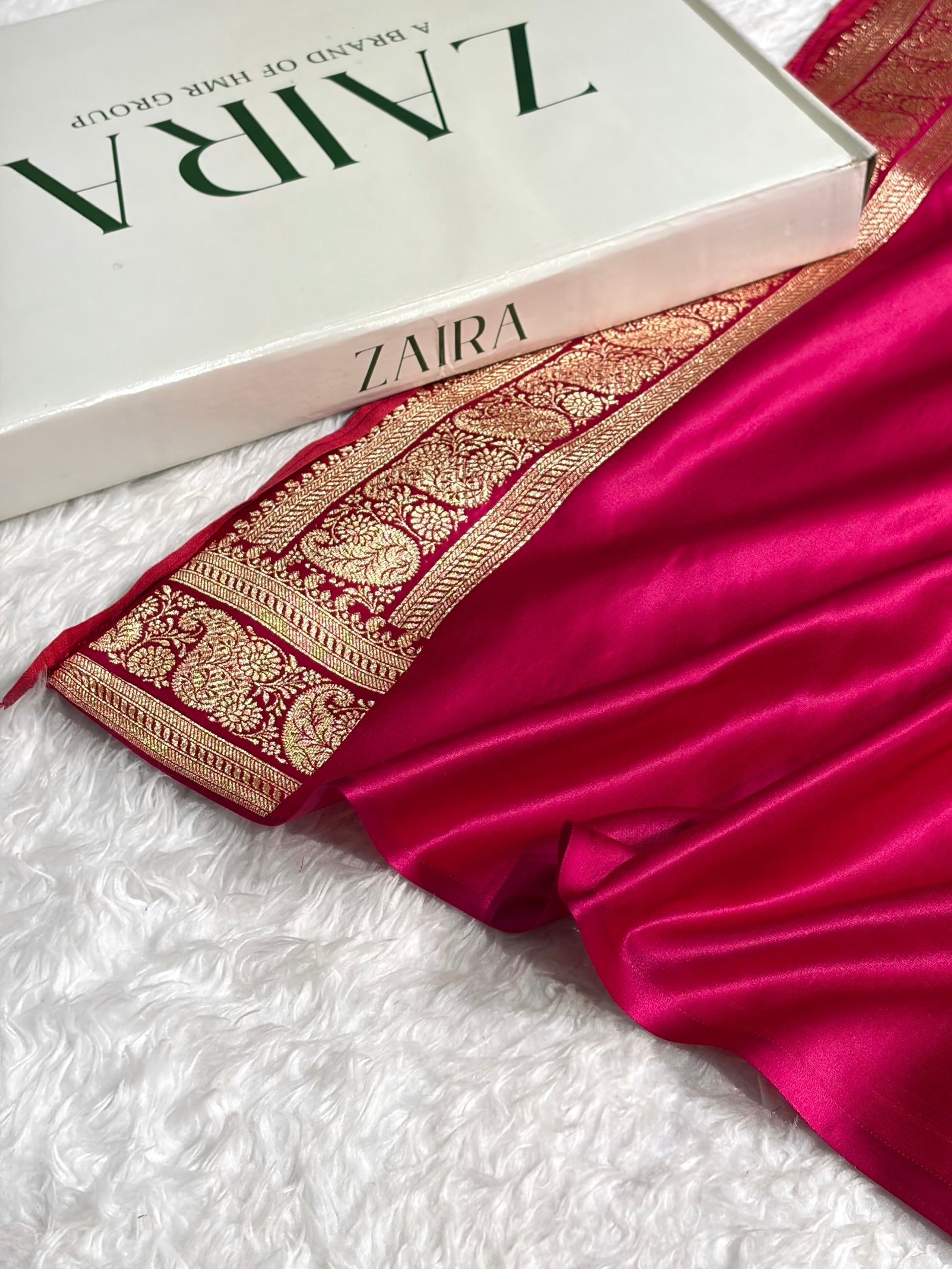 Banarasi Satin Katan Saree With Boota Pattern in Cross Rani Shades SK127