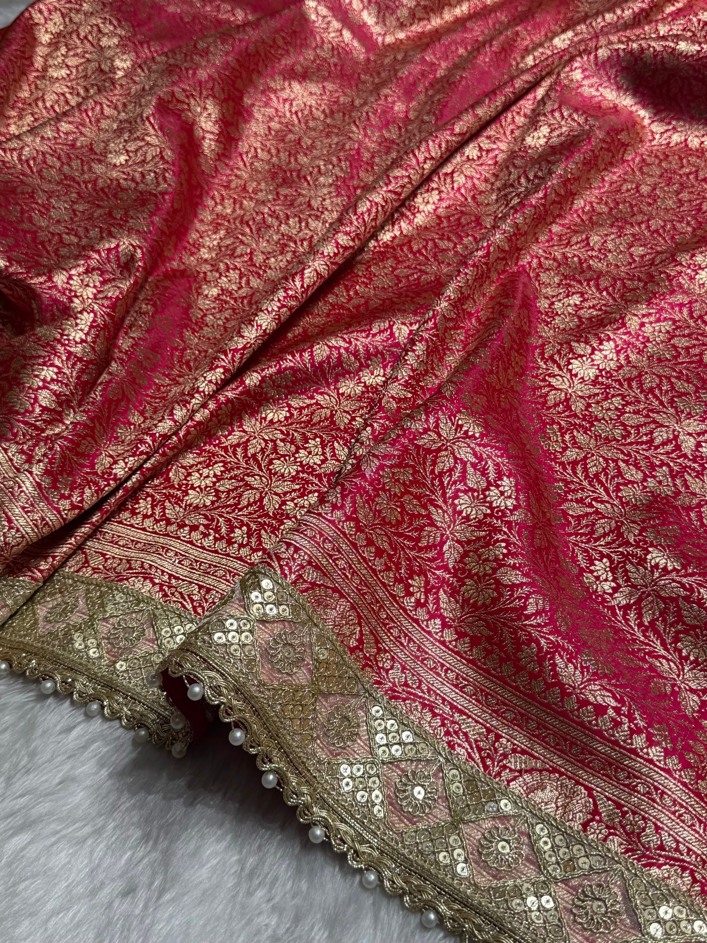 Rani Shades Brocket With Gotta Patti Satin Silk Saree Banarasi Saree Shades SSGP30