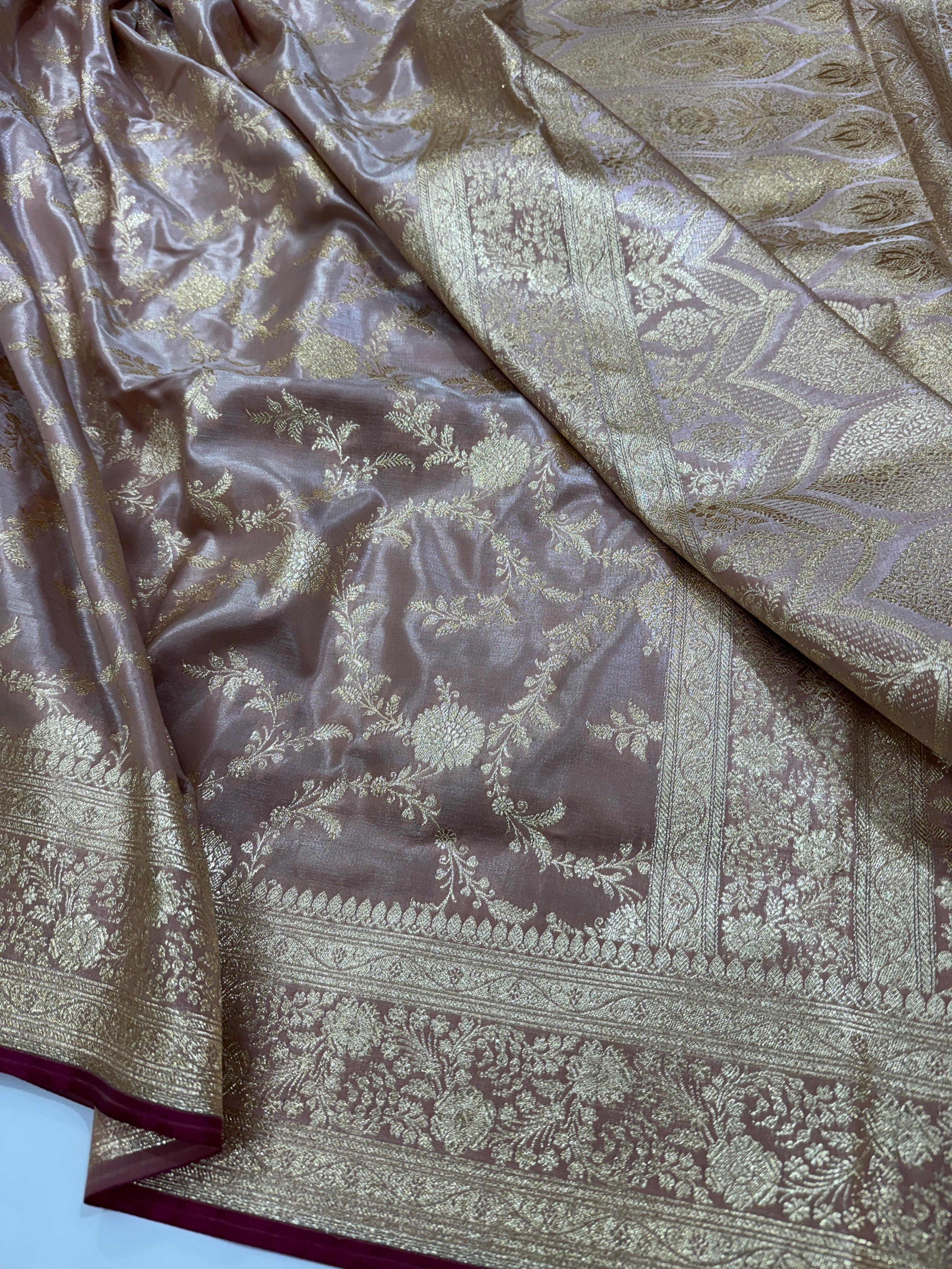 Ultra Light Weight Satin Silk Jaal in Mauve Shades SS14