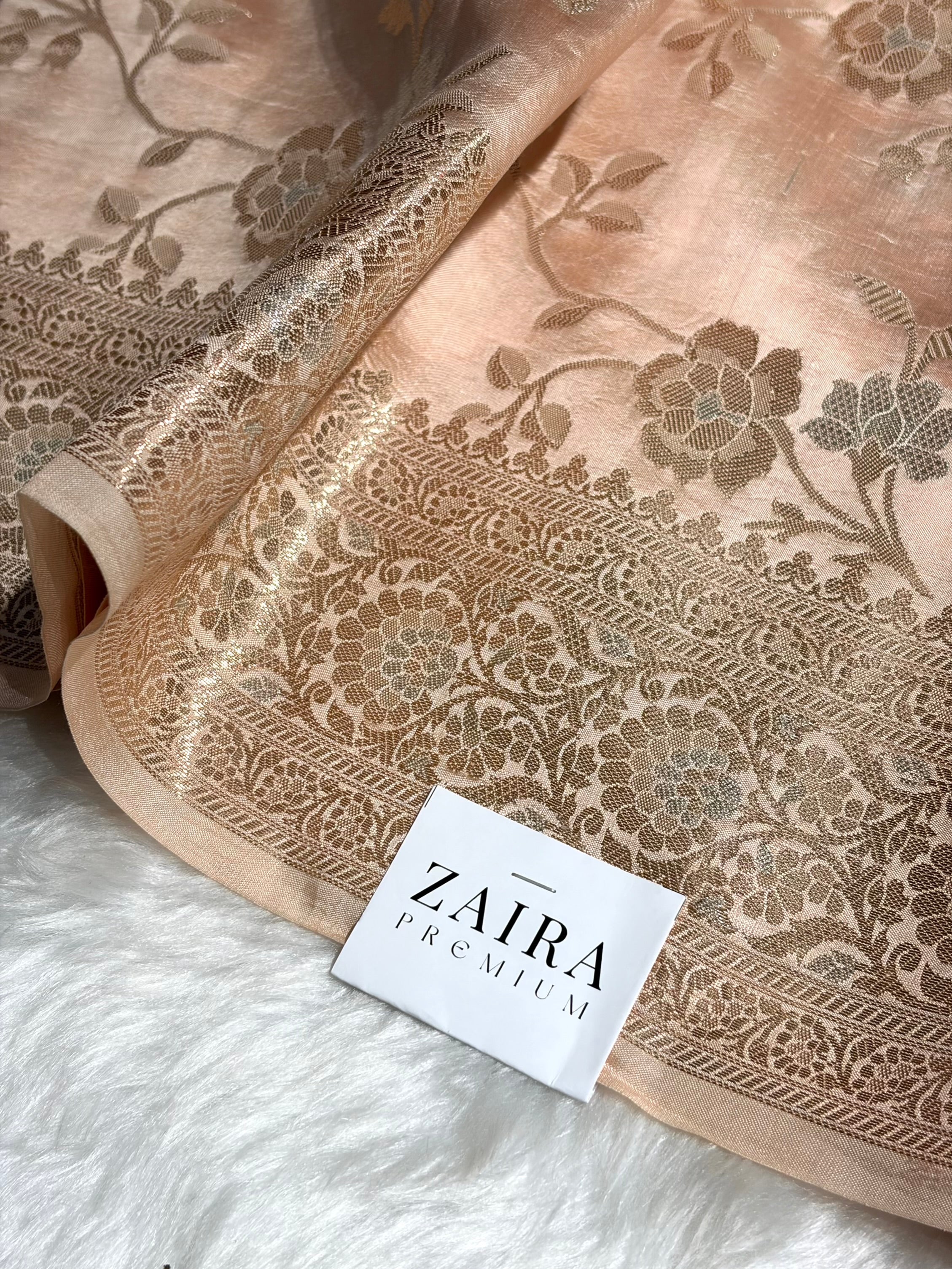 Peach Shade Minakari Pure Caramel Silk Saree CS-04