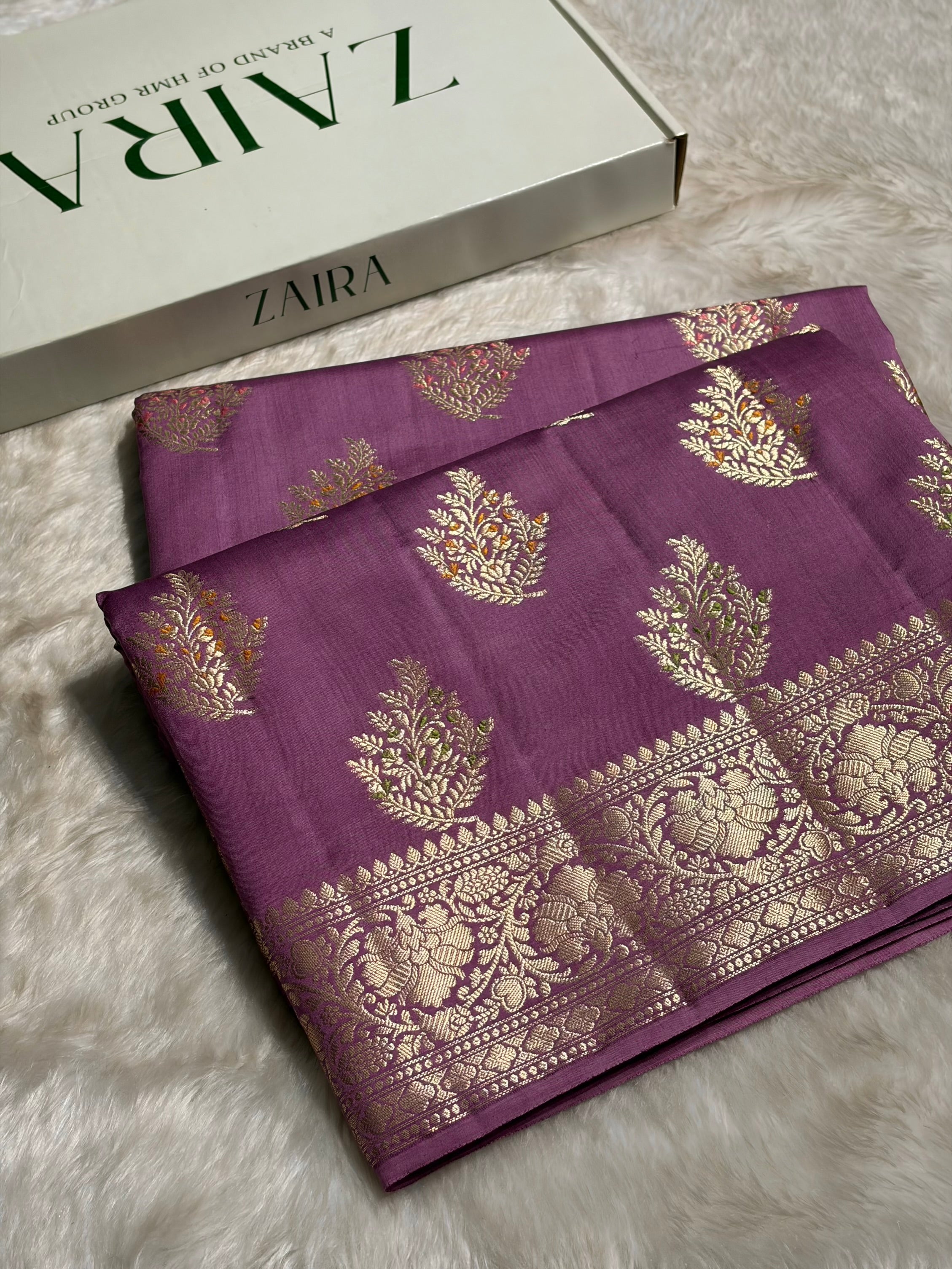 Minakari Dusty Lavender Shades Pure Chiniya Silk CH-02