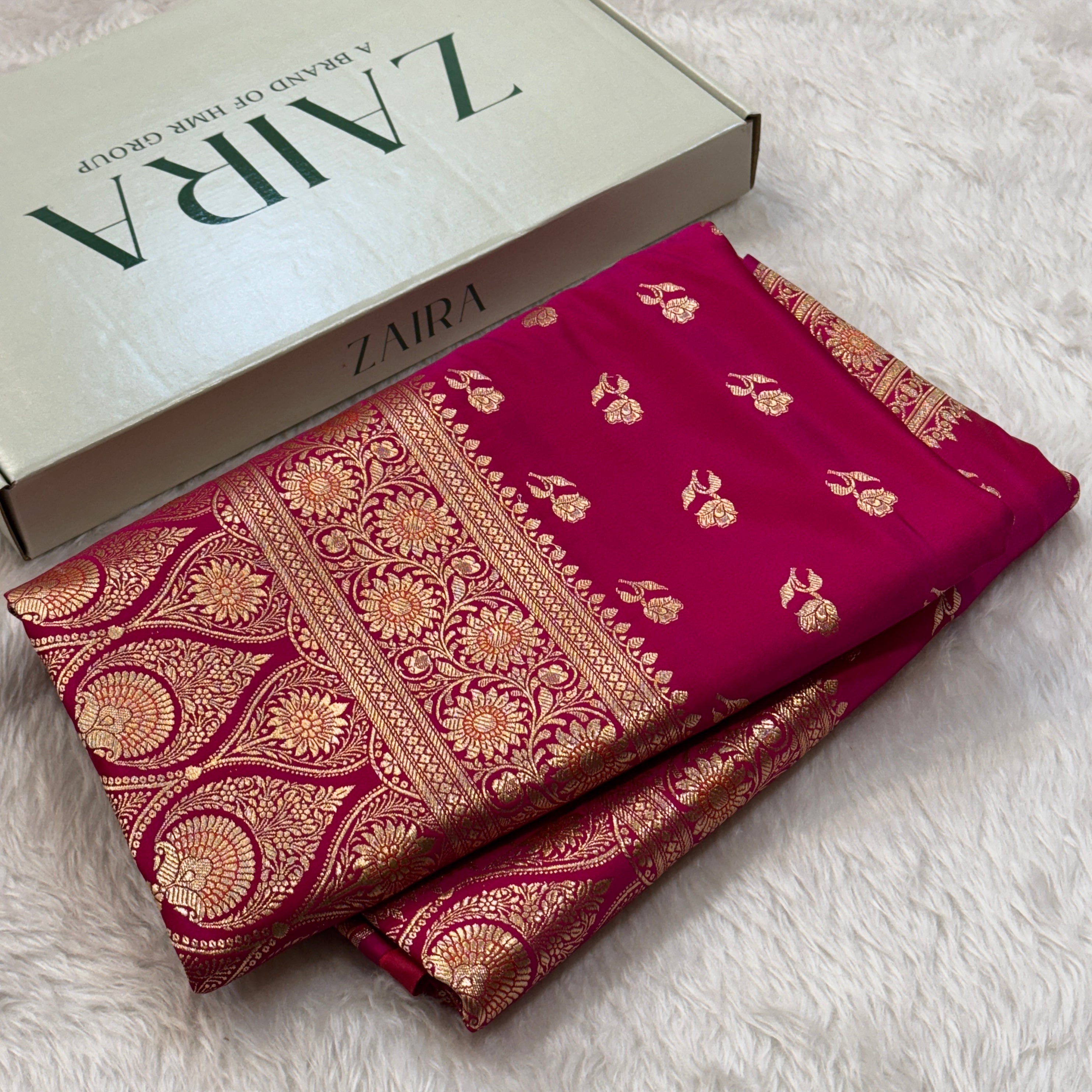 Bridal Rani Floral Booti Banarasi Satin Katan Silk Saree SK13