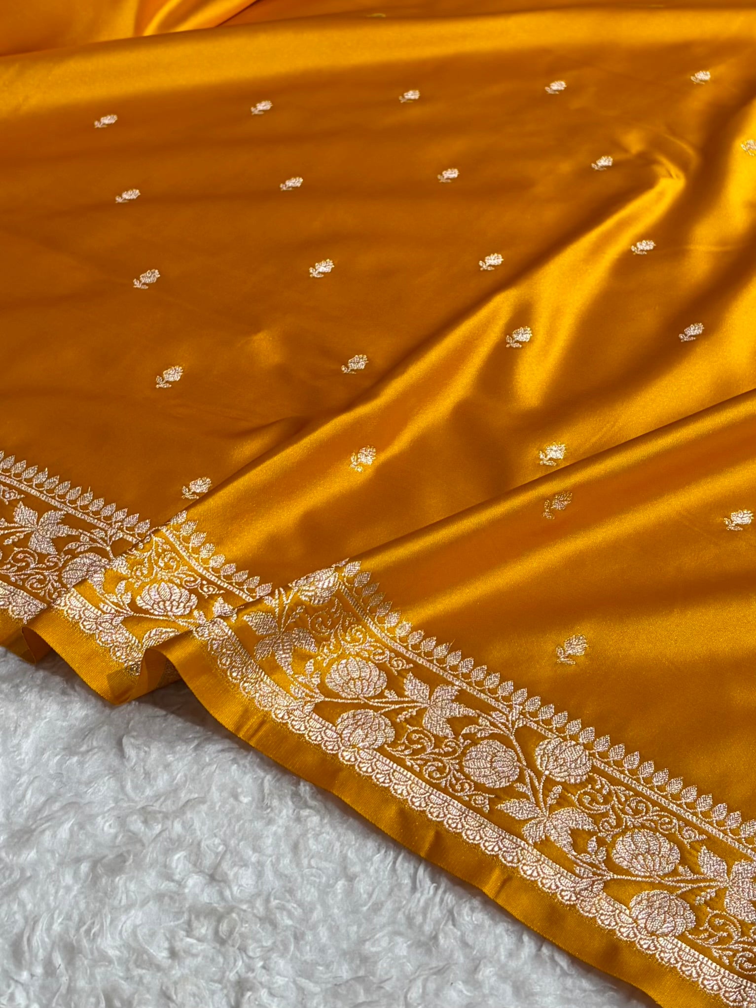 Mustard Shades Banarasi Boota Pattern Floral Mashru Silk Saree MSM-118