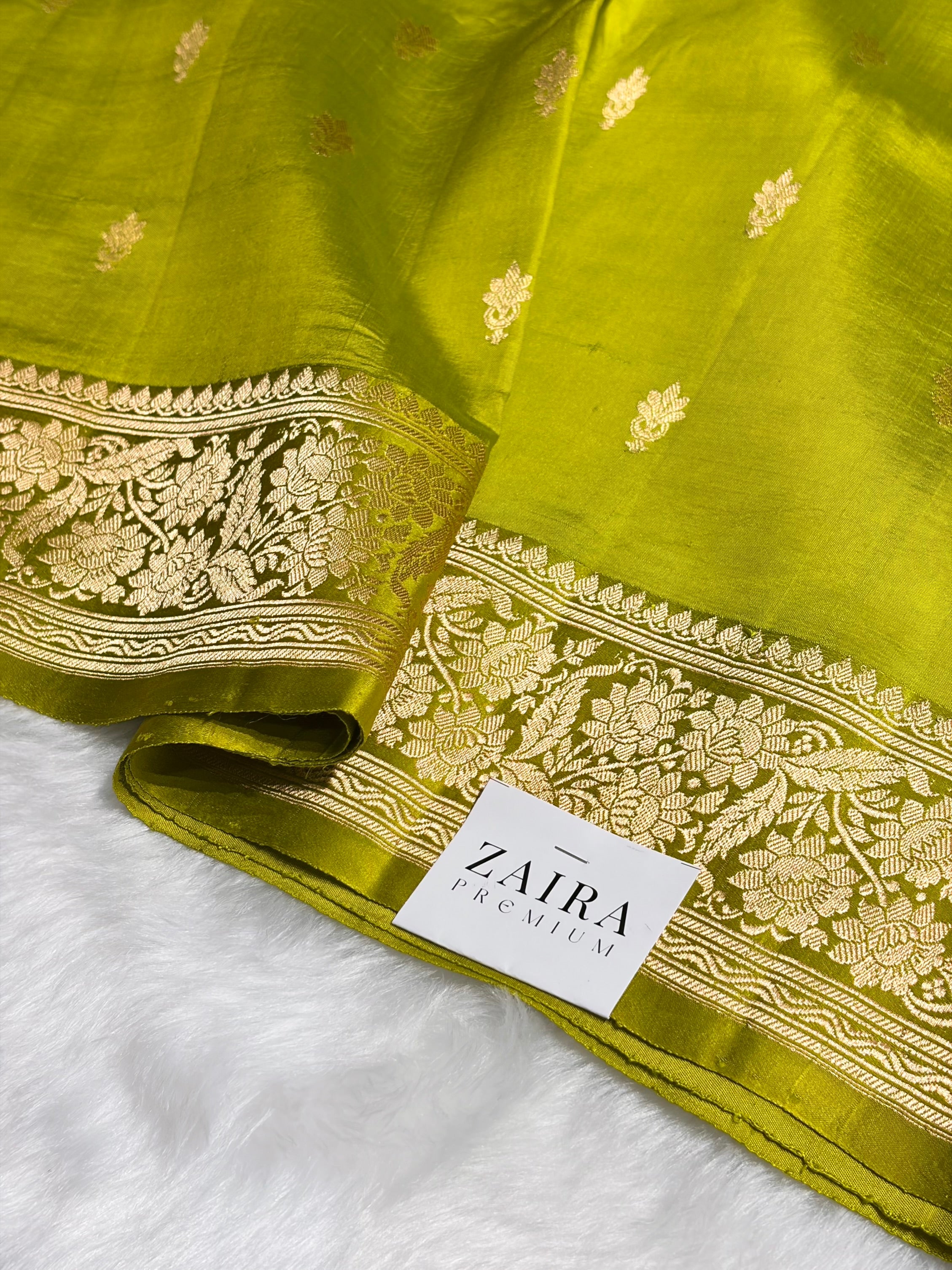 Green Shades Meena Boota Handwoven Raw Mango Silk RM-22