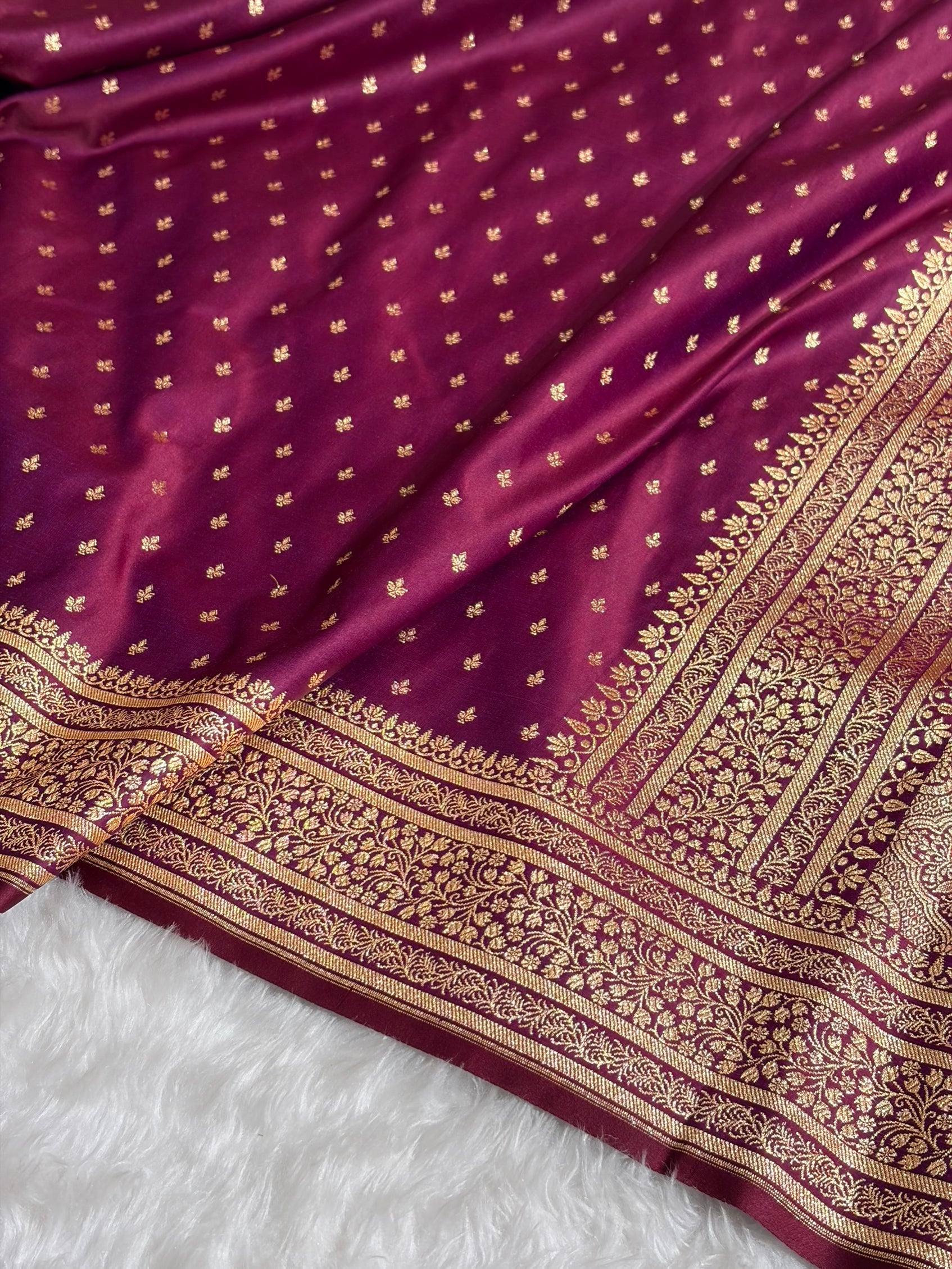 Banarasi Satin Katan Saree in Cross Garnet Shades SK88
