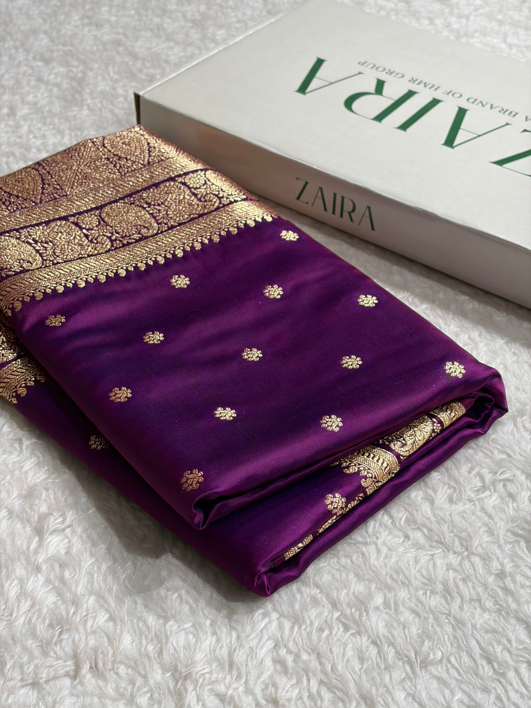 Banarasi Satin Katan Saree With Boota Pattern in Wine Shades SK127