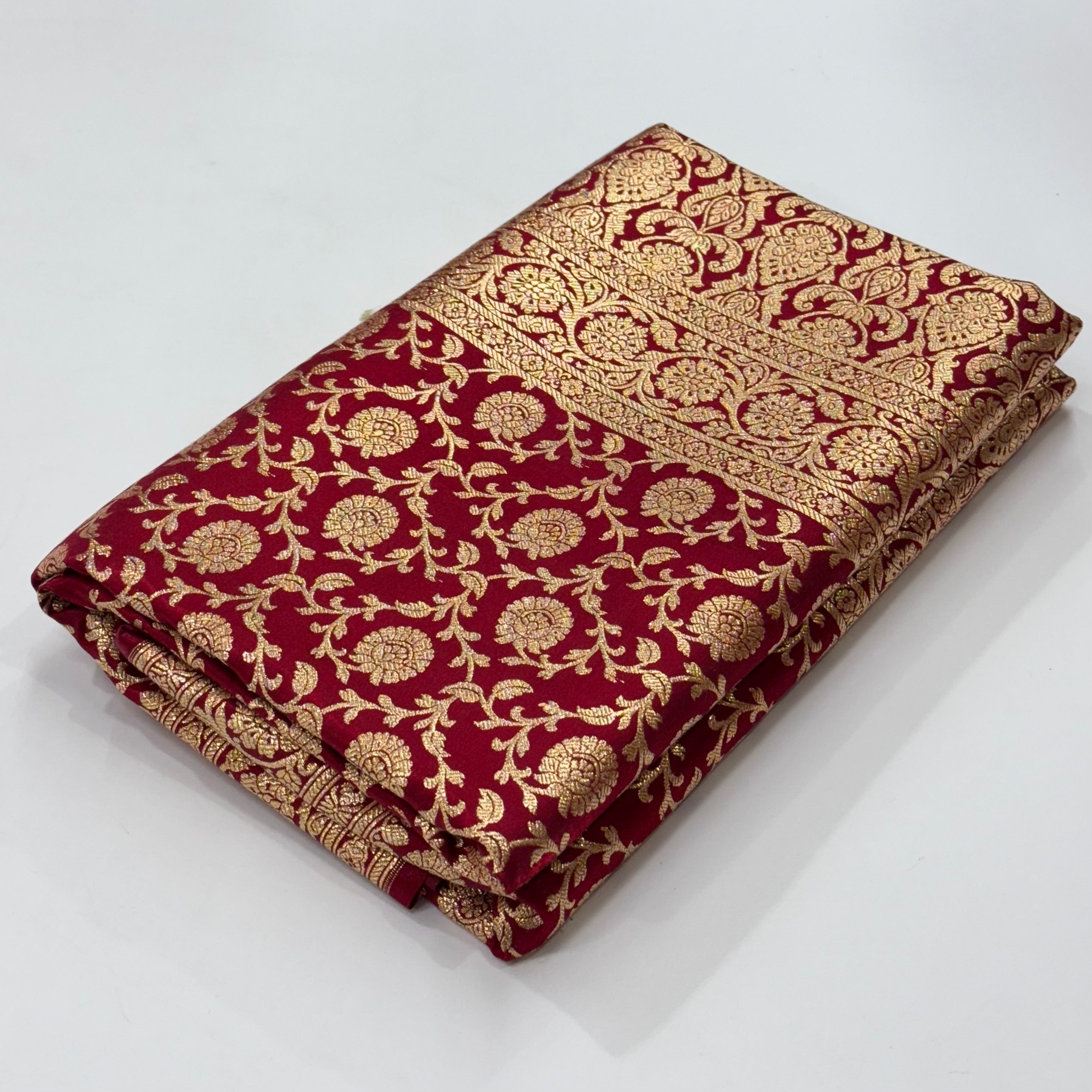 Satin Silk Jaal in Mahroon Shades