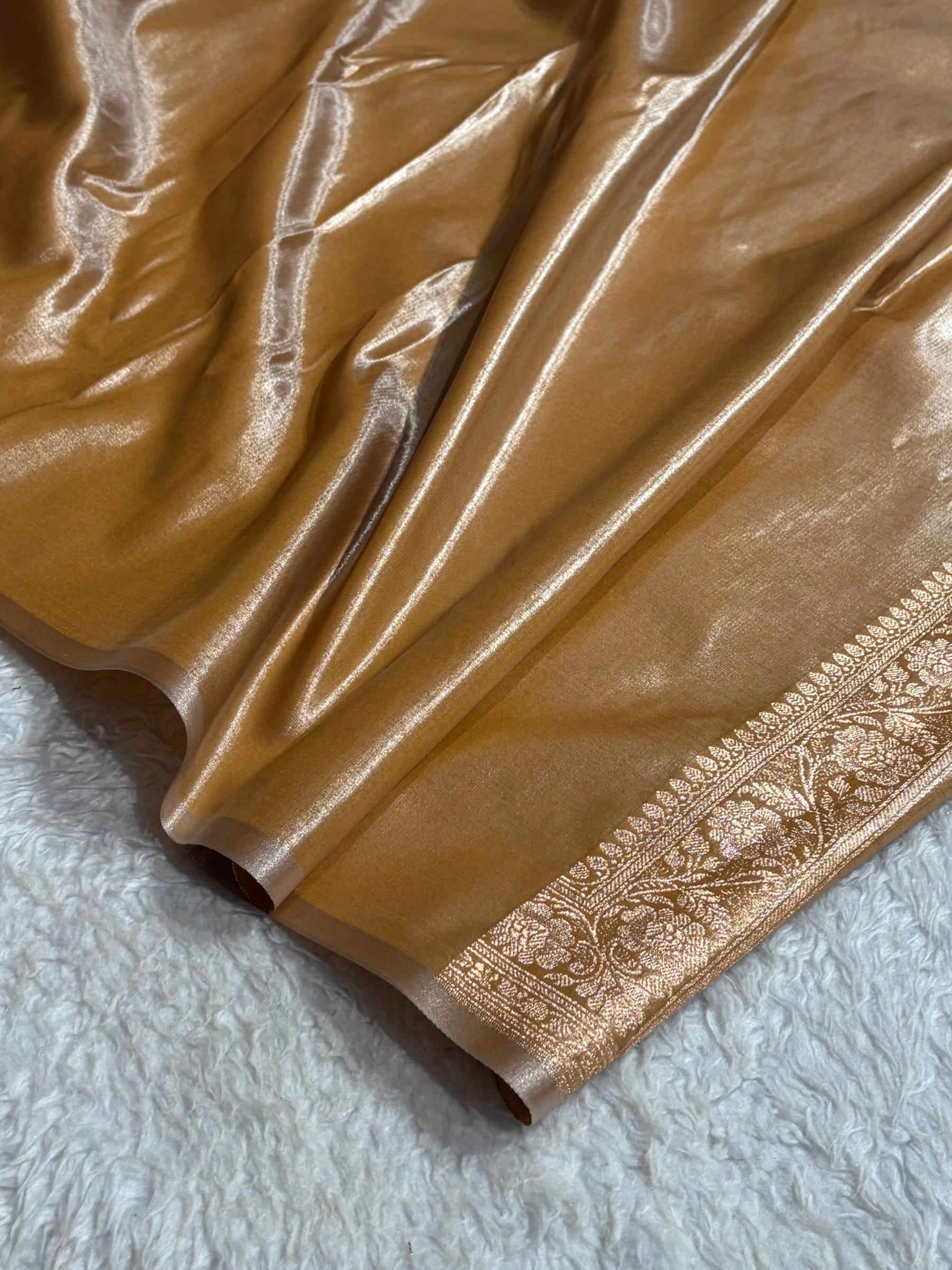 Satin Silk Saree Banarasi Cross with booti In Tusser Shades SS22